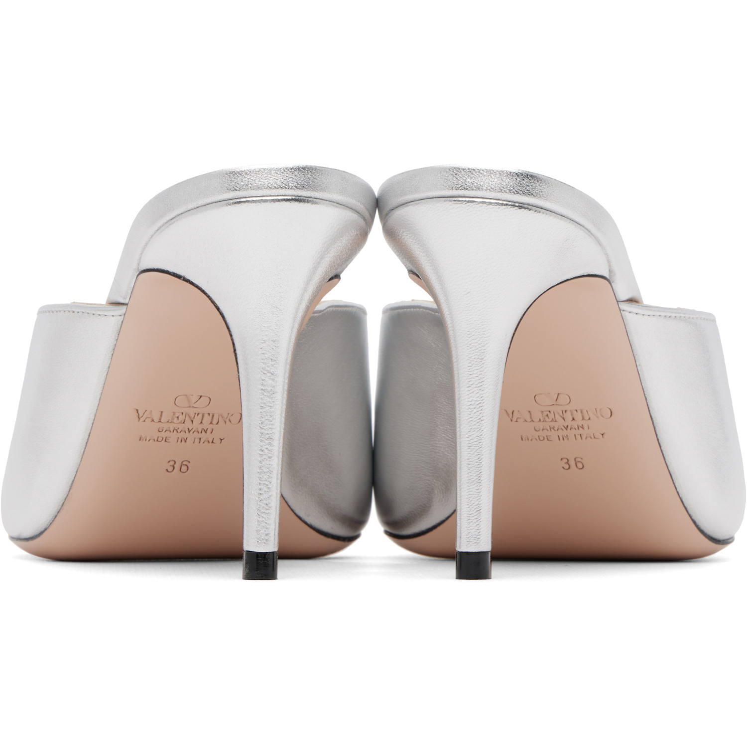  Valentino Garavani Silver Vlogo Signature Heeled Sandals 