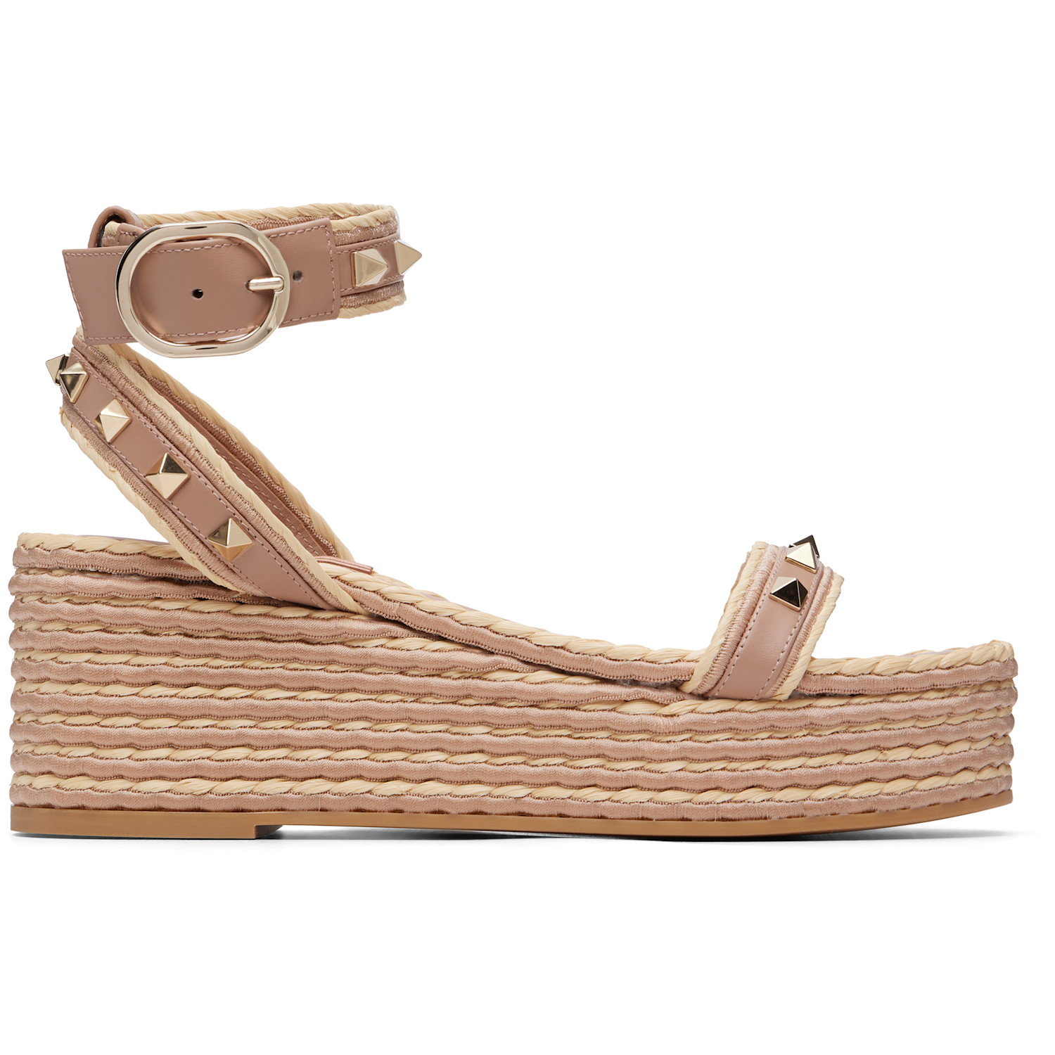 Valentino Garavani Pink Rockstud Flatform Heeled Sandals