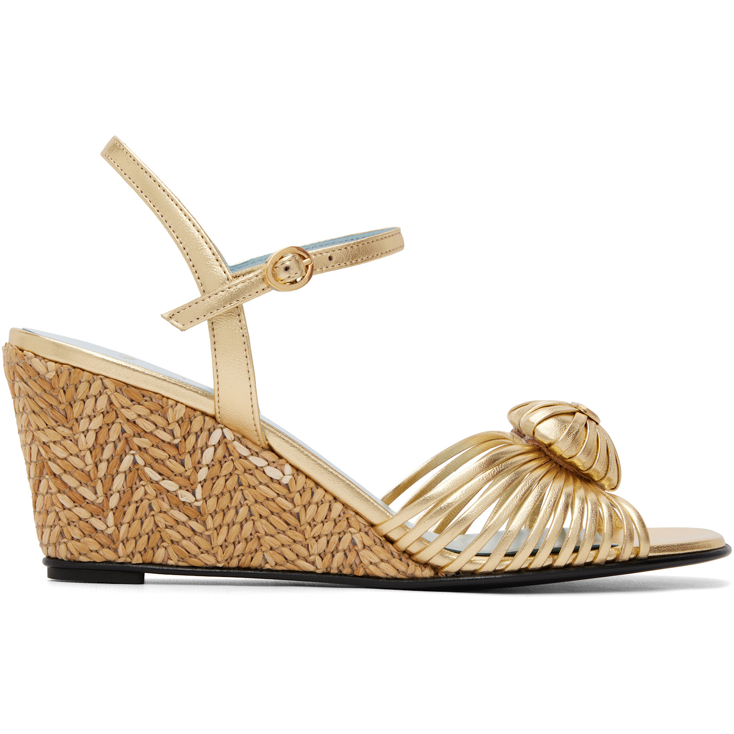 Valentino Garavani Gold Coeur Royal Espadrille Heeled Sandals