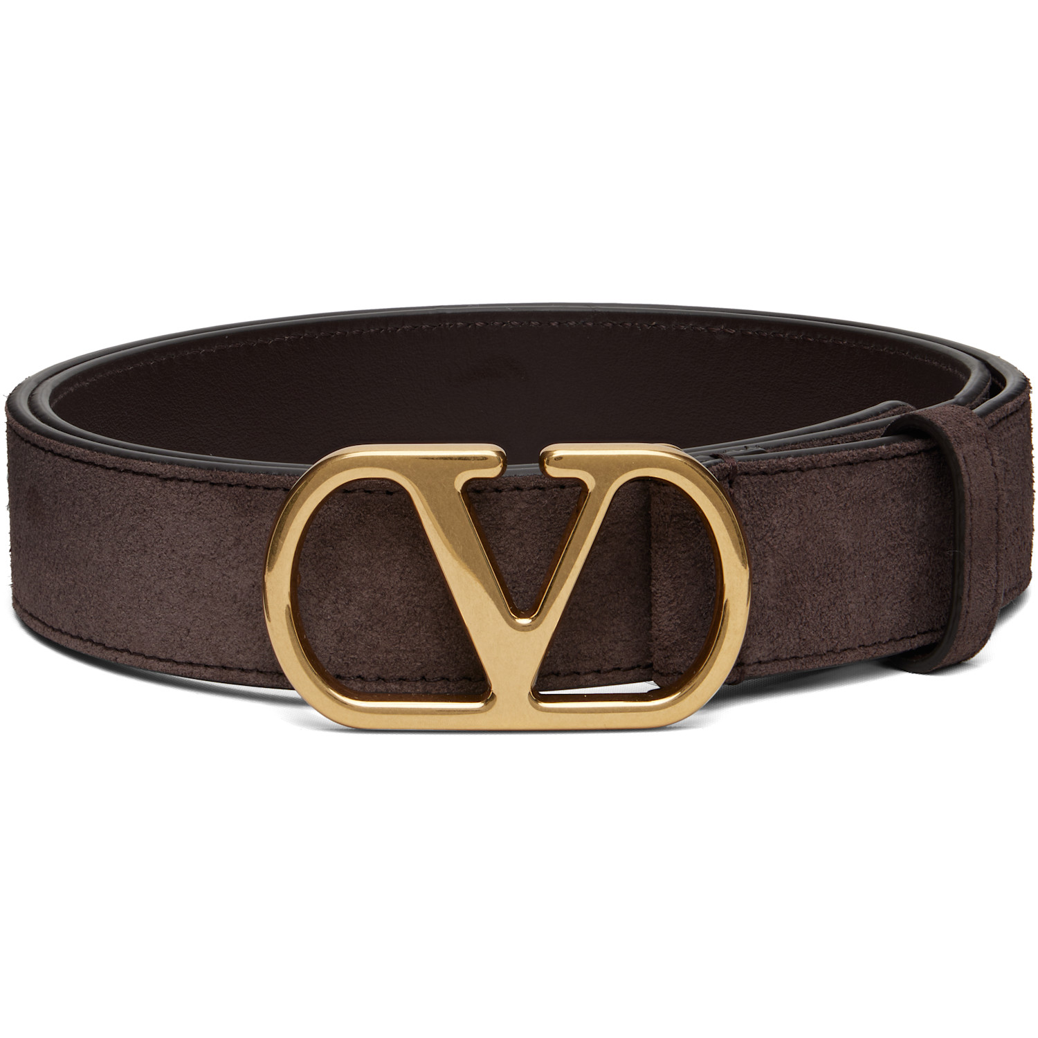 Valentino Garavani Brown VLogo Signature Suede Belt