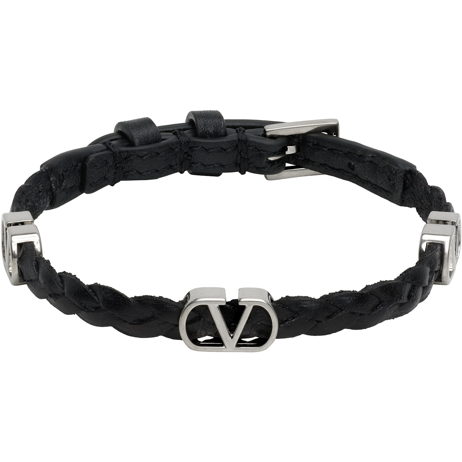 Valentino Garavani VLogo Signature Braided Calfskin Bracelet