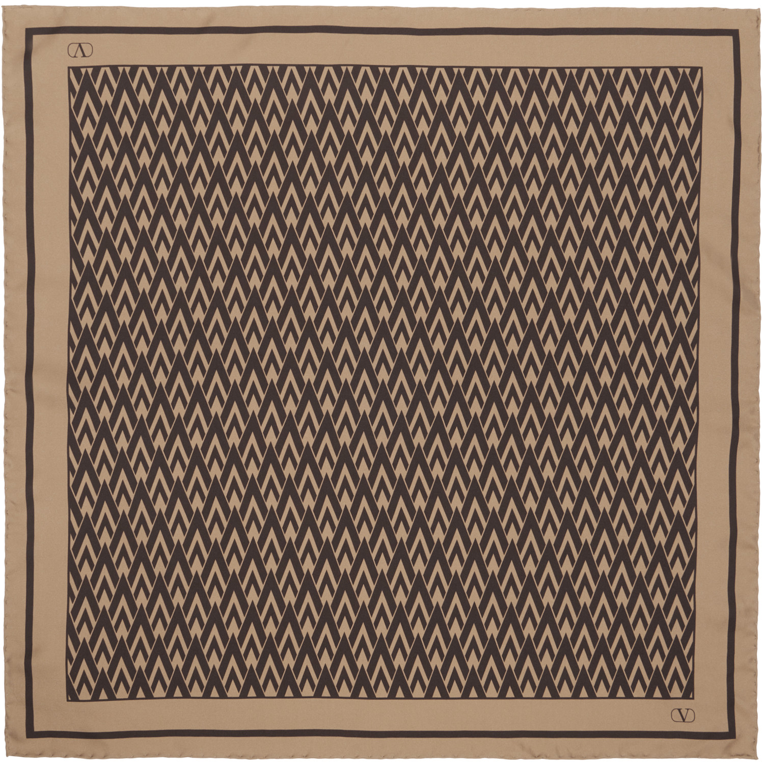 Valentino Garavani Beige & Brown 'Toute La V' Silk Scarf