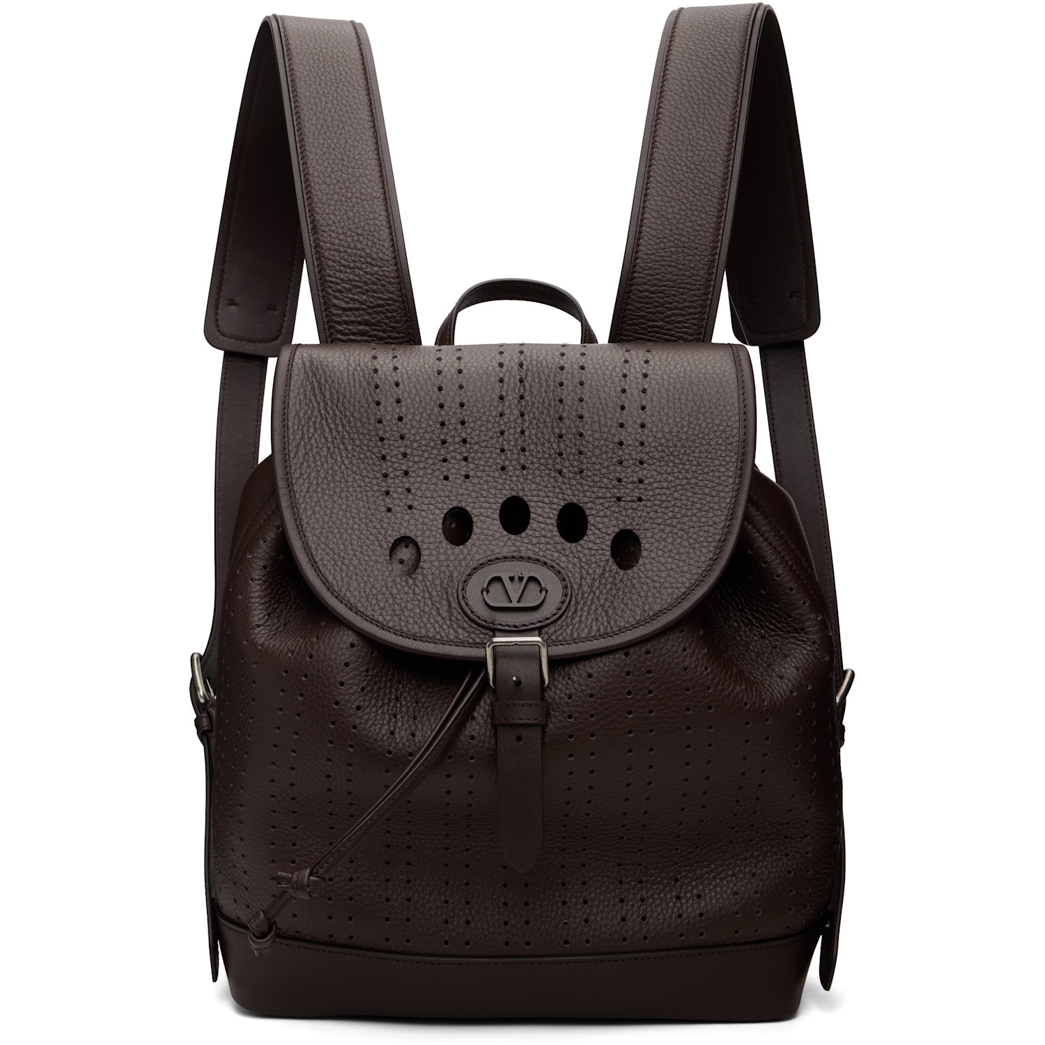 Valentino Garavani Brown Antibes Perforated Leather Backpack