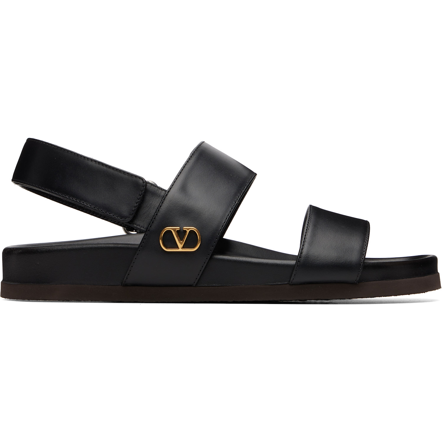Valentino Garavani Black Studshield Calfskin Sandals