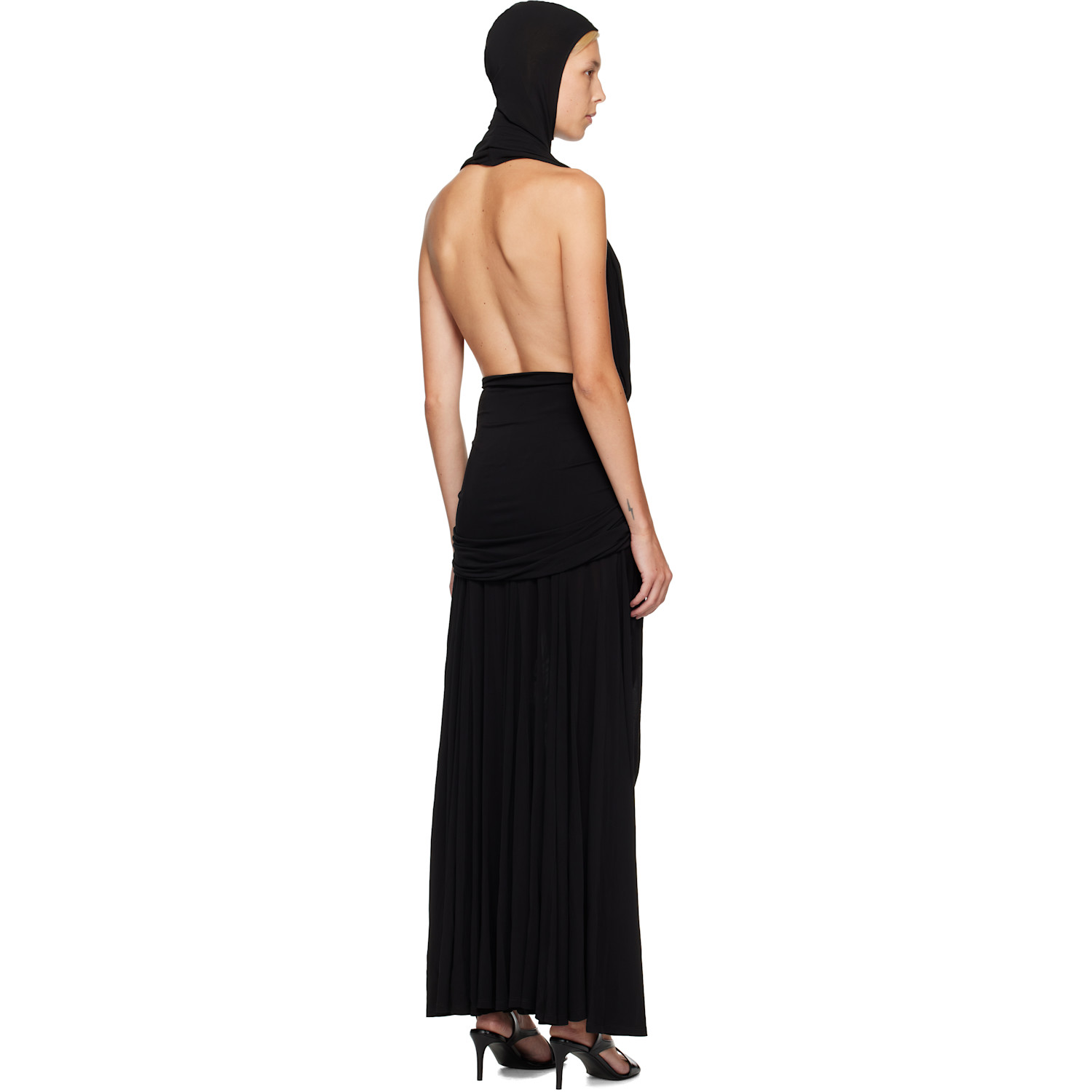 JEAN PAUL GAULTIER 블랙 스트레치 비스코스 발라클라바 맥시 드레스
