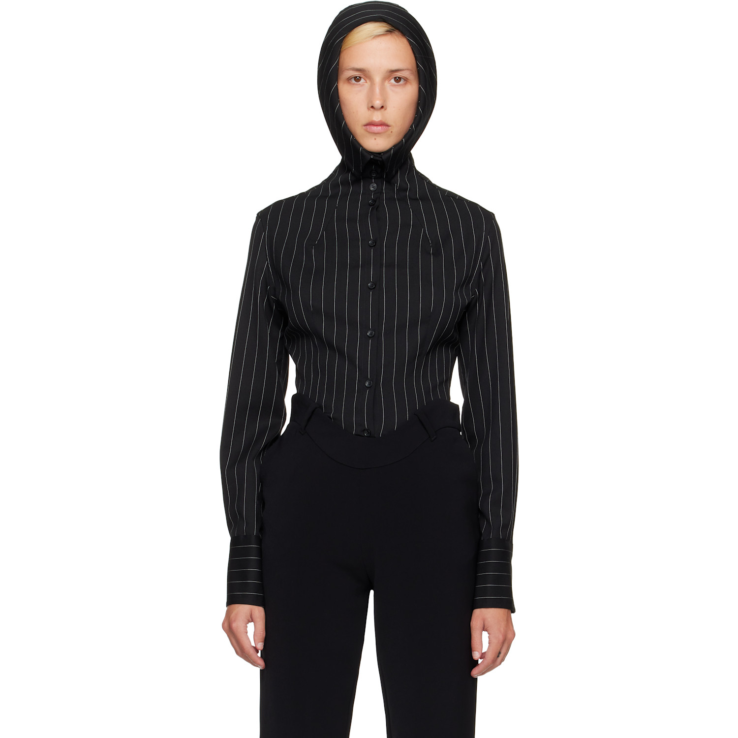 Jean Paul Gaultier Black 'The Hooded Striped' Shirt