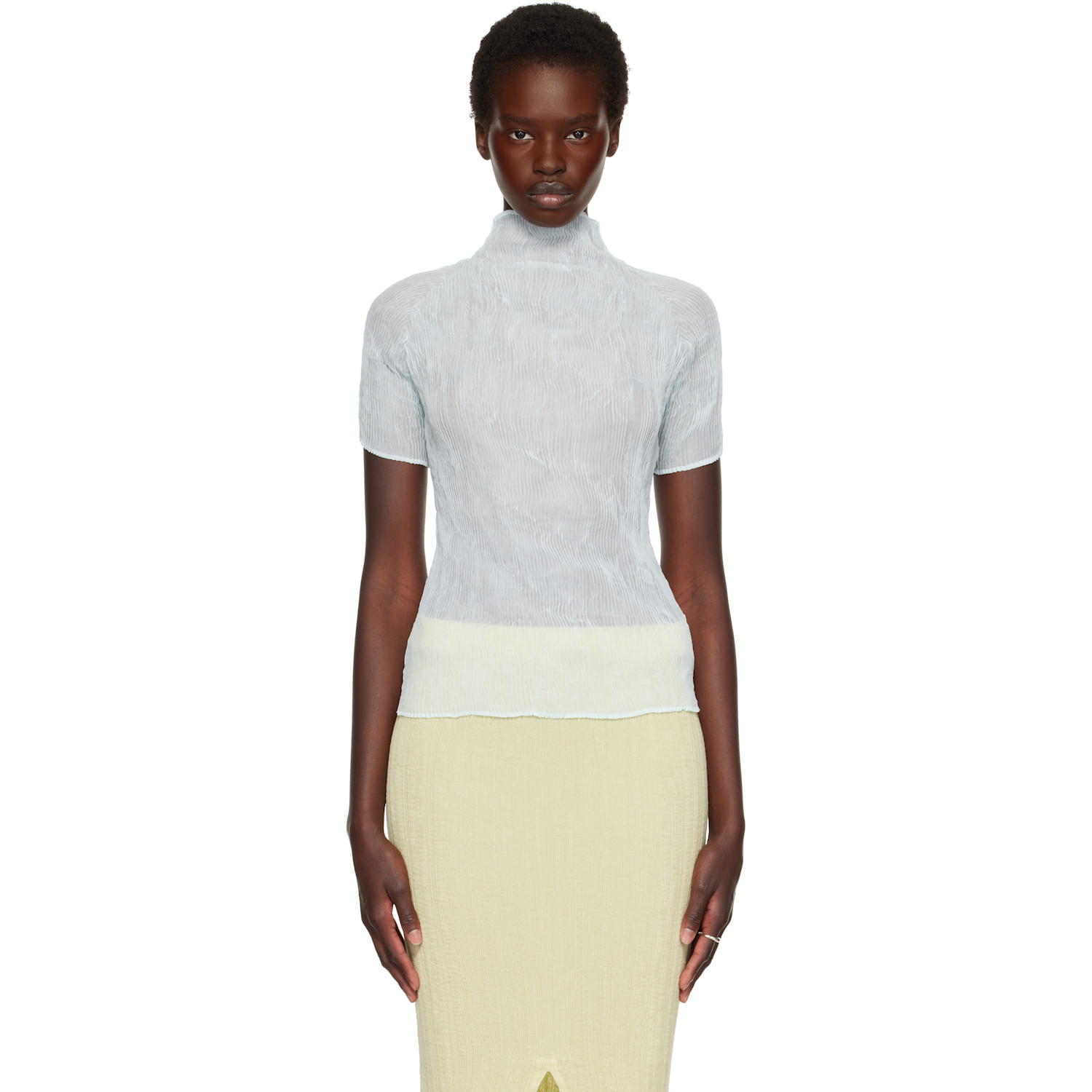ISSEY MIYAKE Blue Chiffon Twist 1 Top