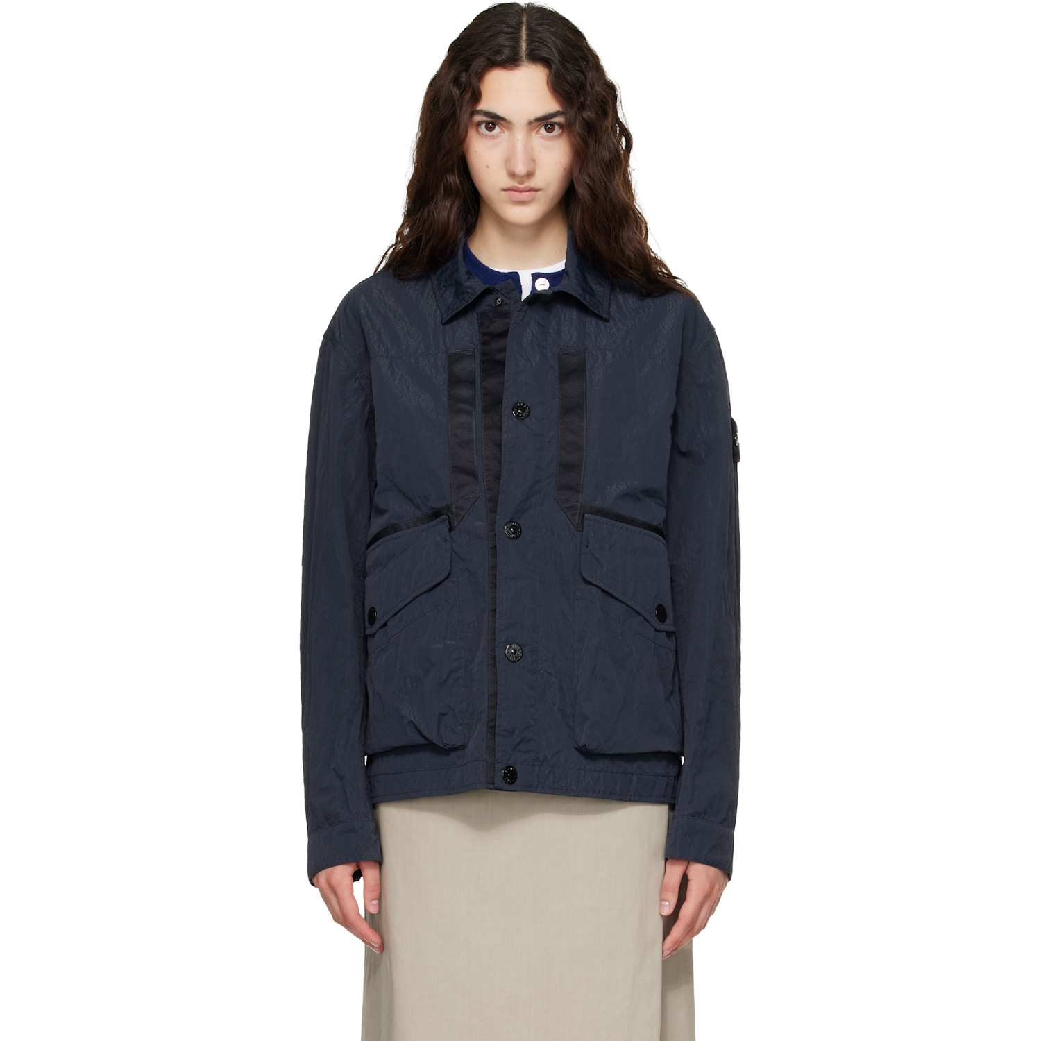 Stone Island Navy Q100008 Warp Rib Nylon-TC Jacket