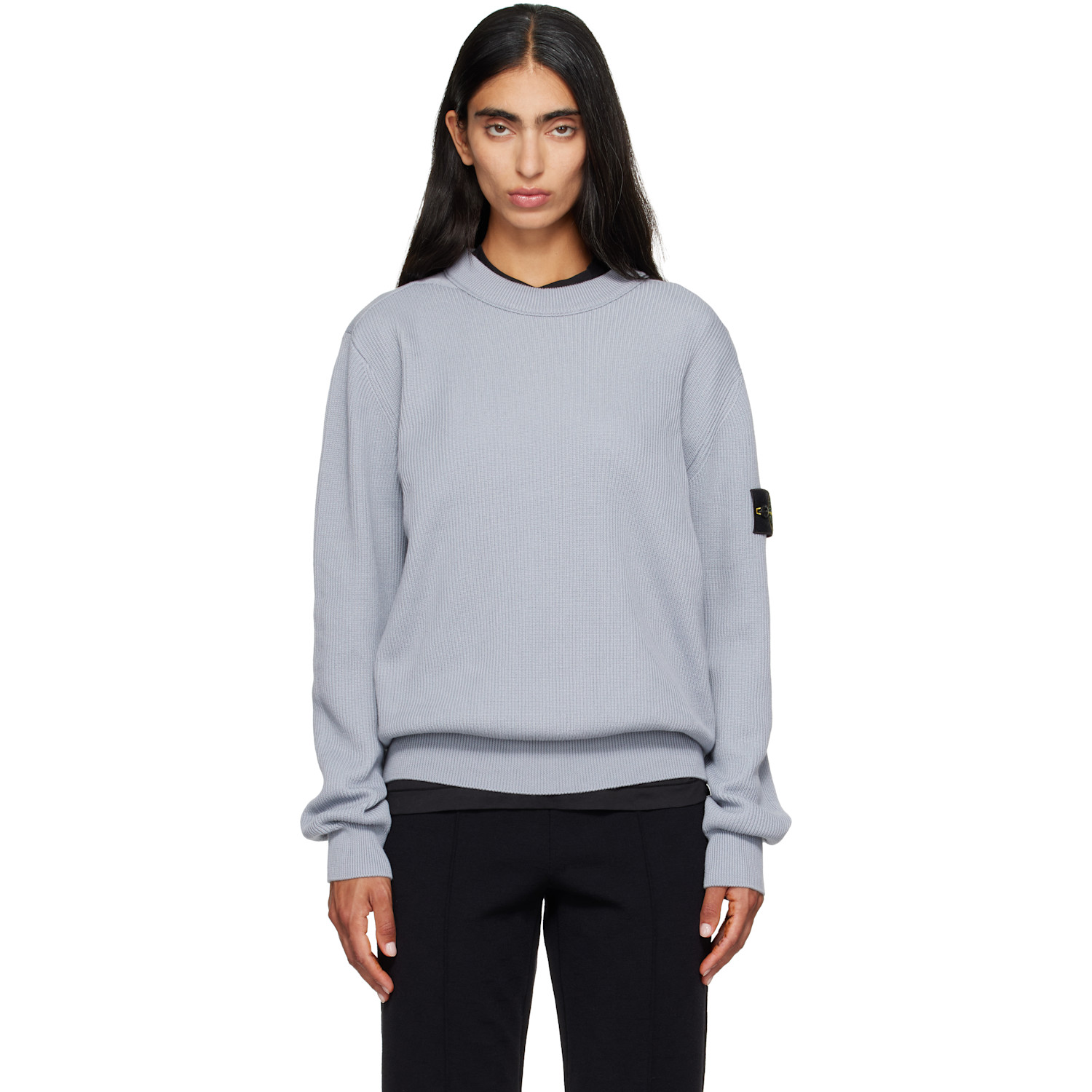 Stone Island Gray 5100154 Ribbed Soft Organic Cotton Sweater