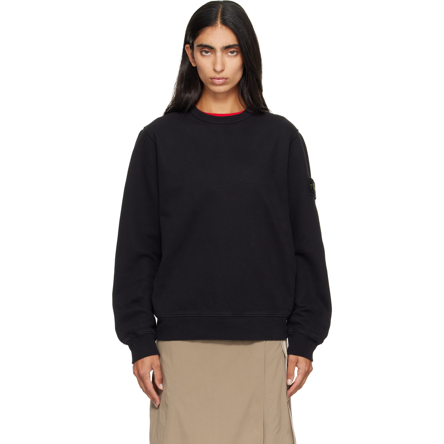 Stone Island Black 6100049 Brushed Organic Cotton Fleece Sweatshirt