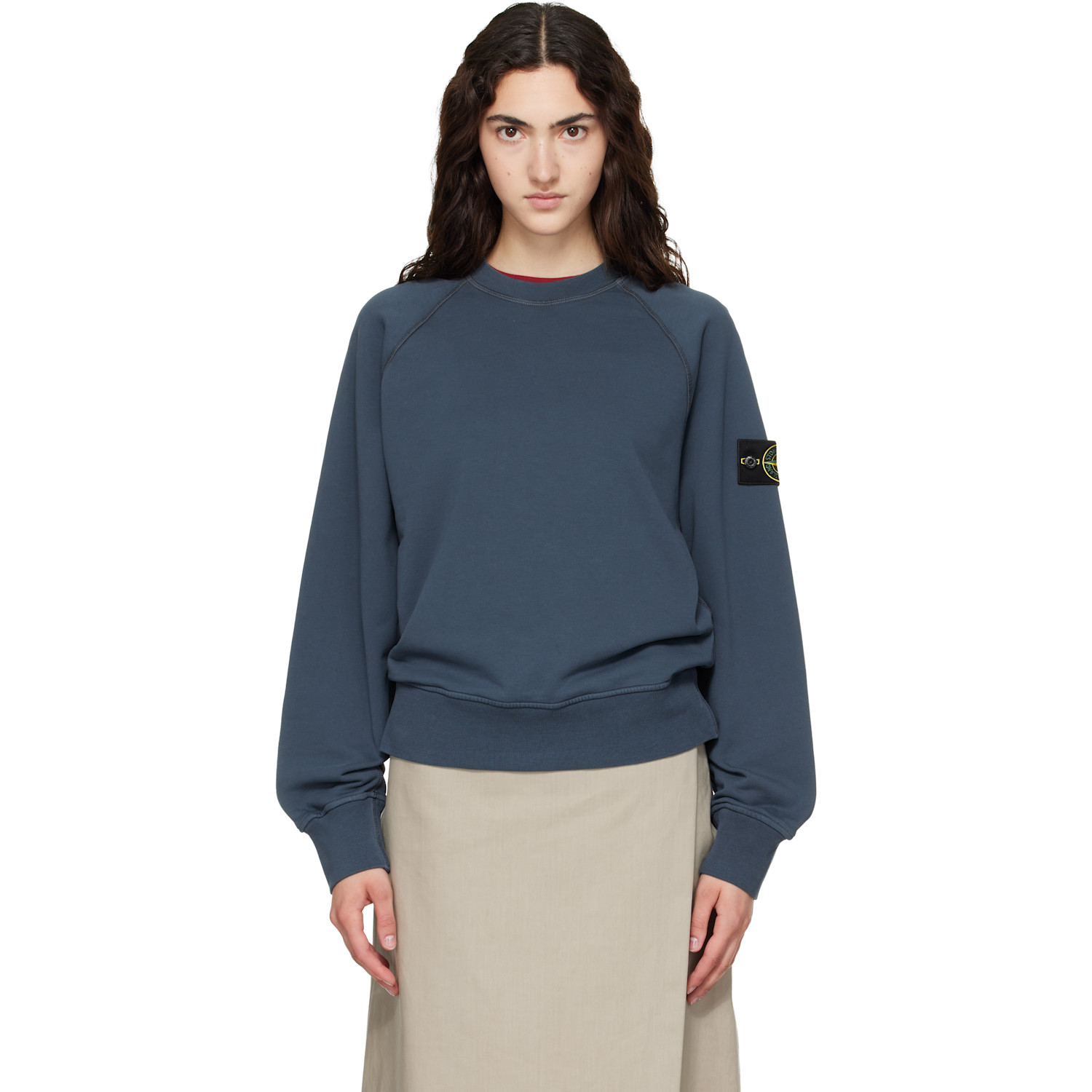 Stone Island Navy 6100008 Organic Cotton Fleece Sweatshirt