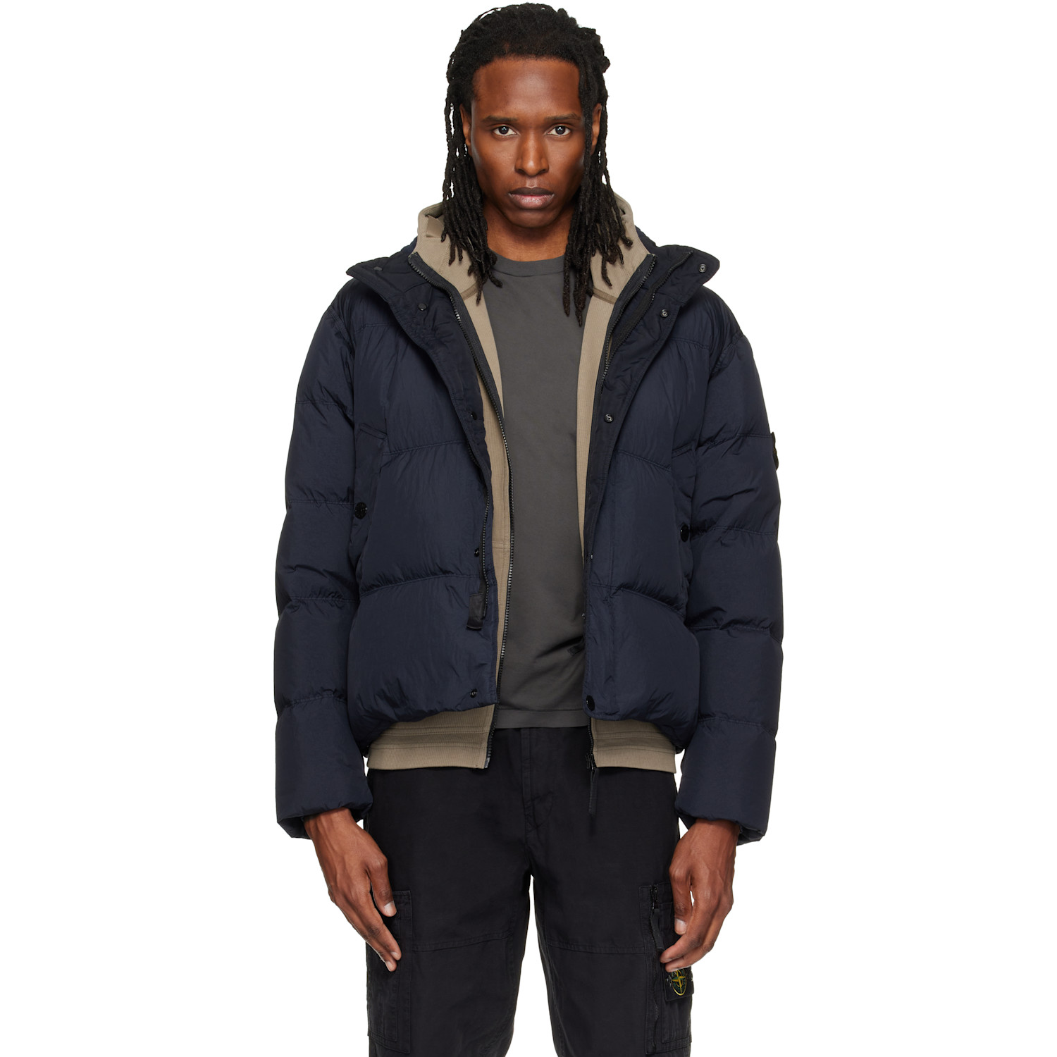 Stone Island Navy 4100109 Crinkle Reps NY Down Jacket