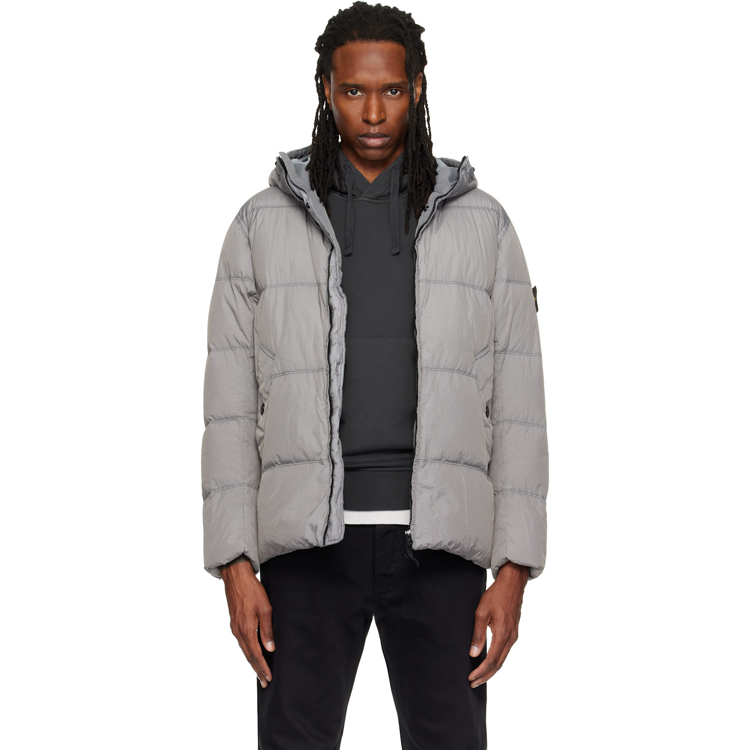 Stone Island Gray 4100037 Crinkle Reps NY Down Jacket