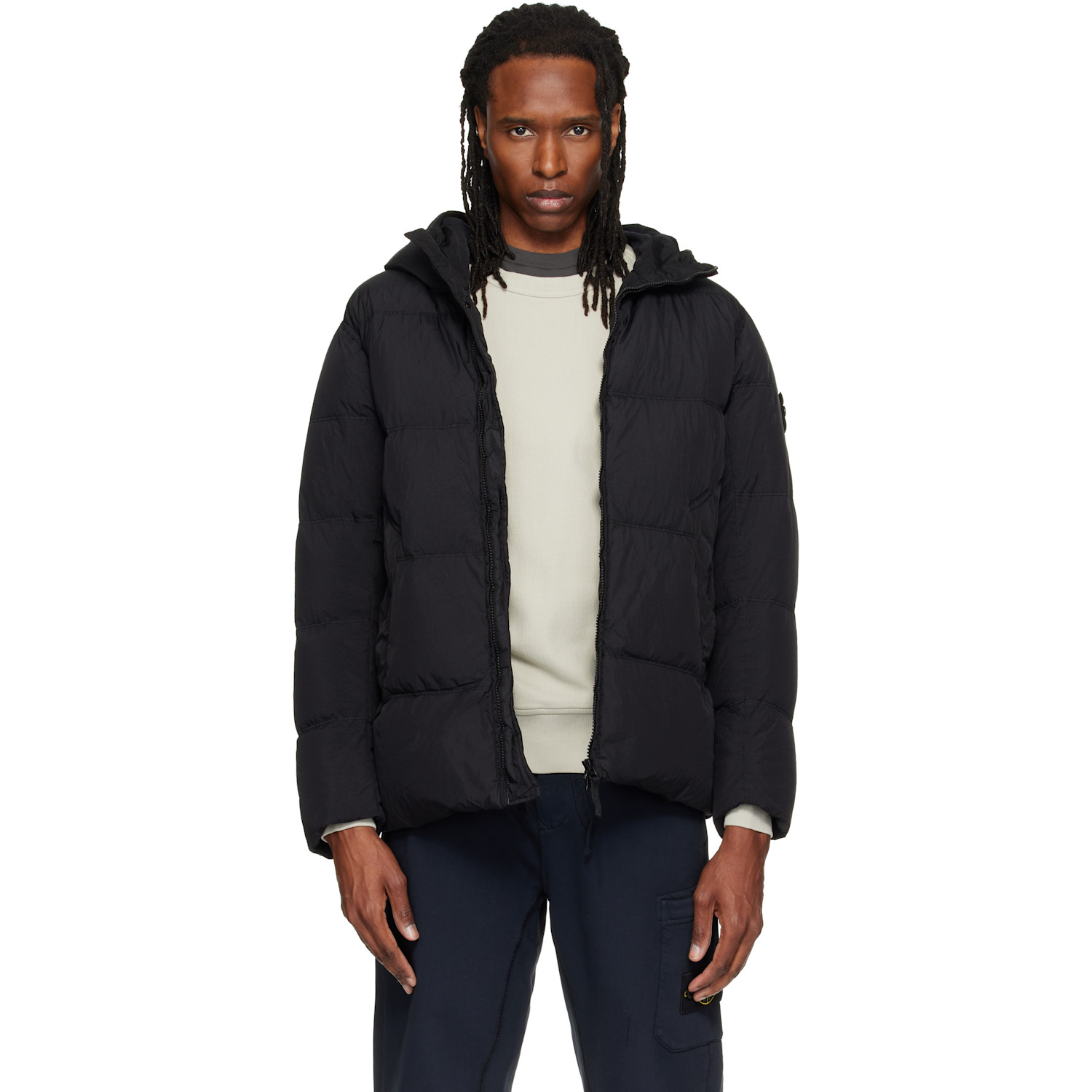 Stone Island Black 4100037 Crinkle Reps NY Down Jacket