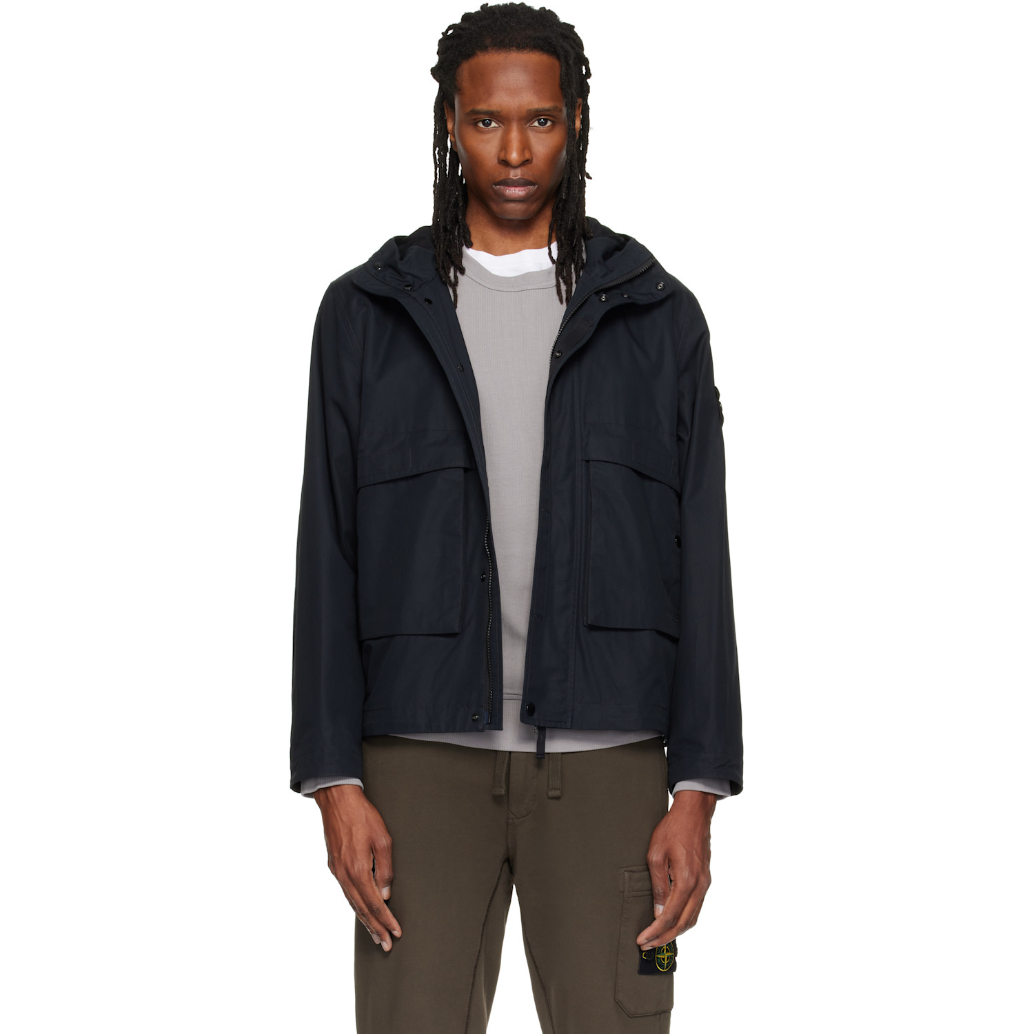 Stone Island Black Q100025 All-Weather Cotton Canvas_S.I. Ghost Jacket