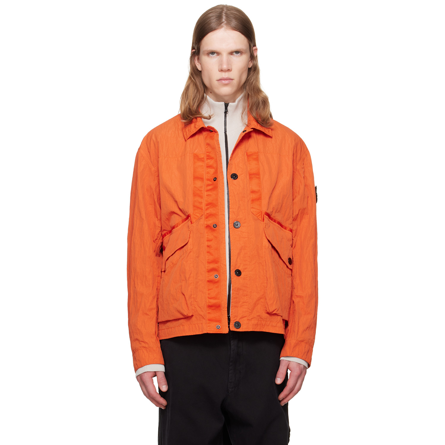 Stone Island Orange Q100009 Warp Rip Nylon T-C Jacket