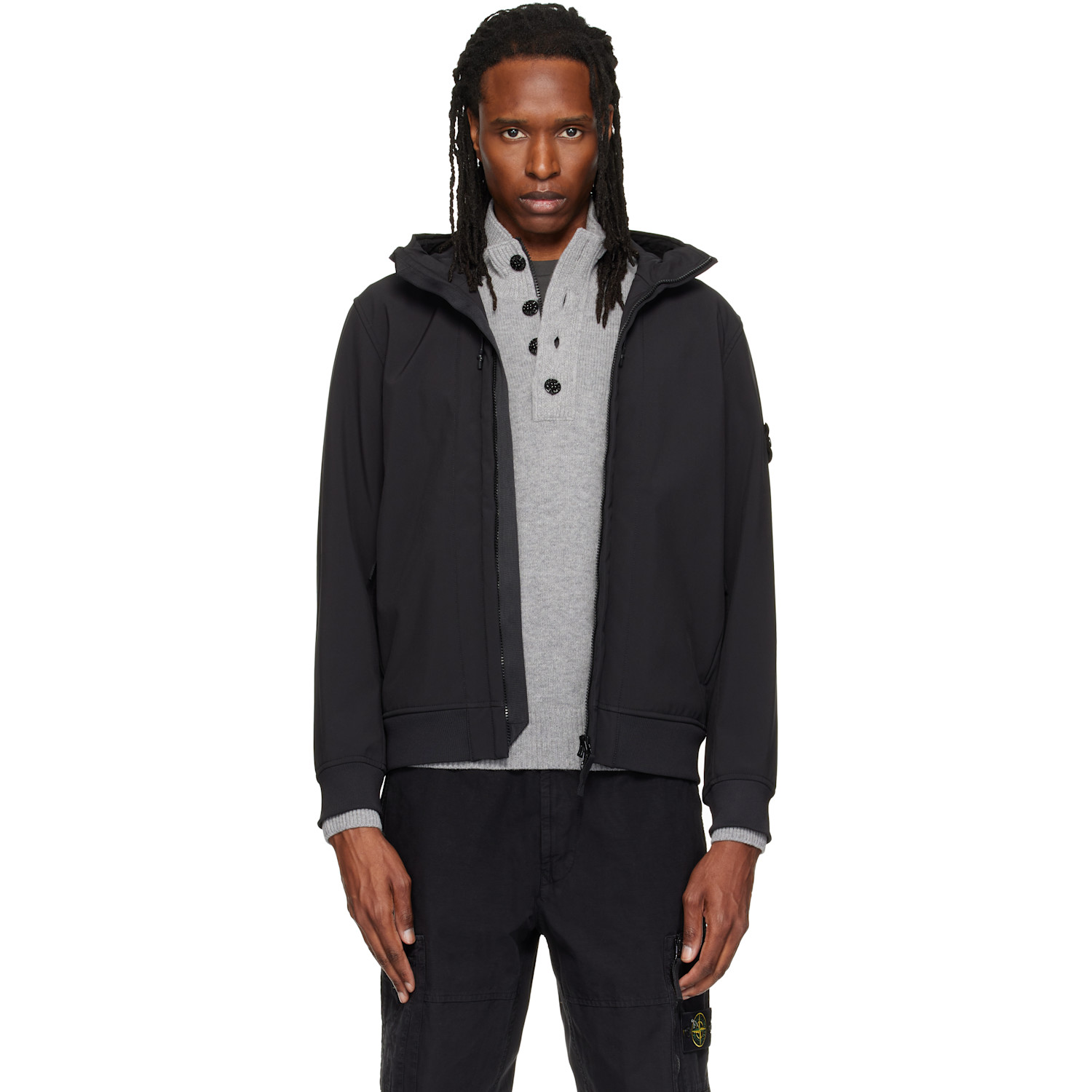Stone Island Black Q100004 Soft Shell-R_E.DYE Technology Jacket