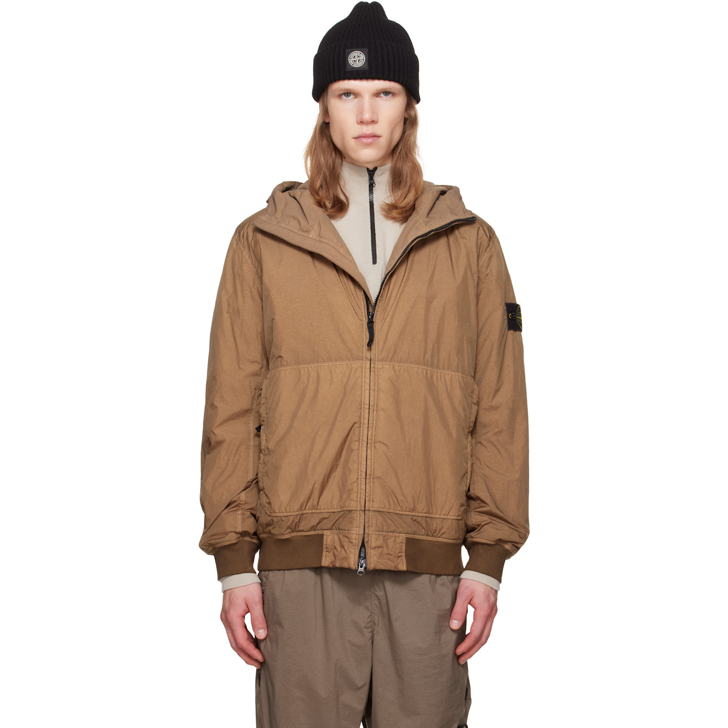 Stone Island Khaki 4100110 Crinkle Reps NY Jacket