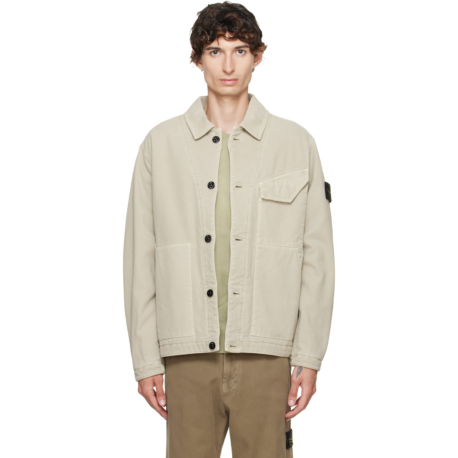 Stone Island Beige 4100048 Organic Panama Cotton Jacket