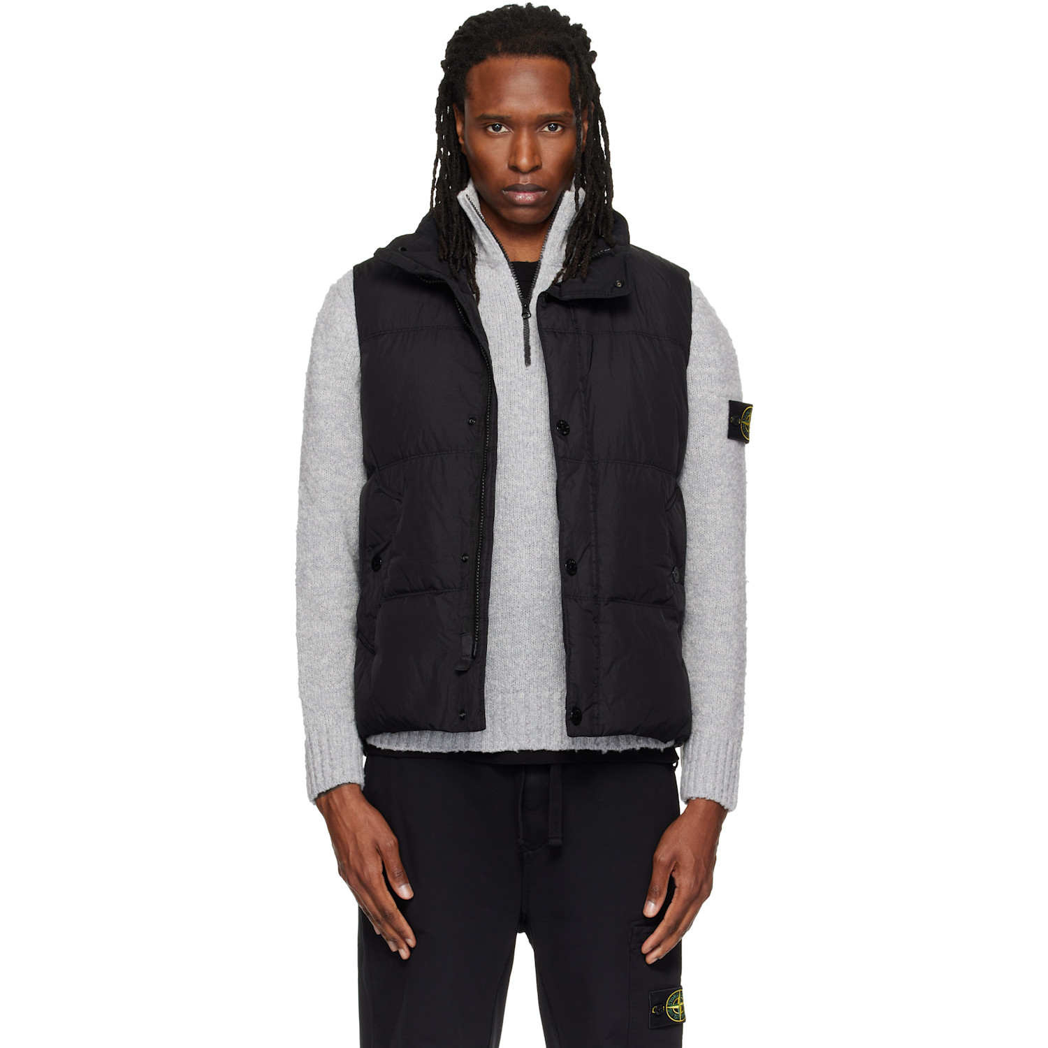 Stone Island Black G100010 Crinkled Reps NY Down Vest