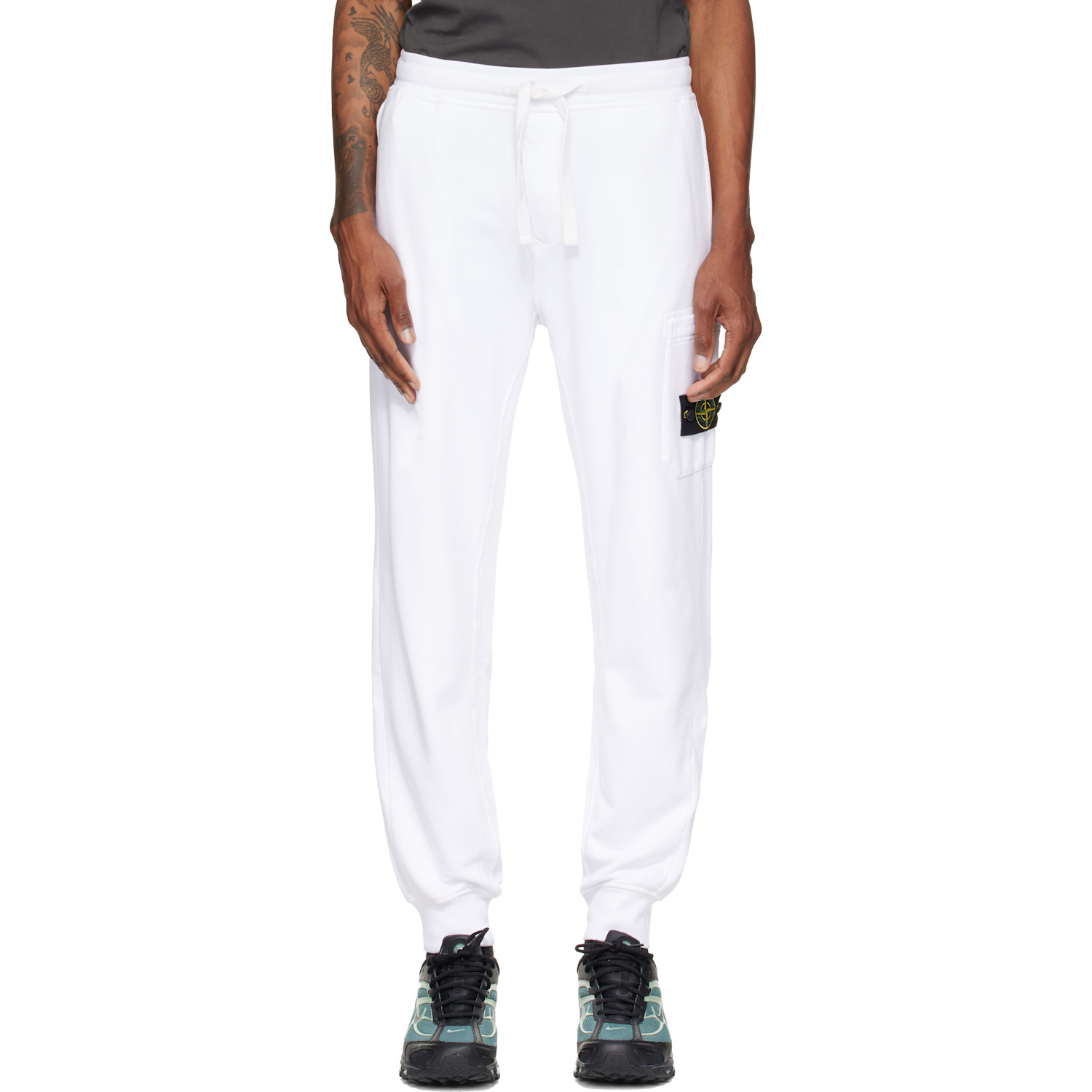 Stone Island White 6200010 Organic Cotton Sweatpants