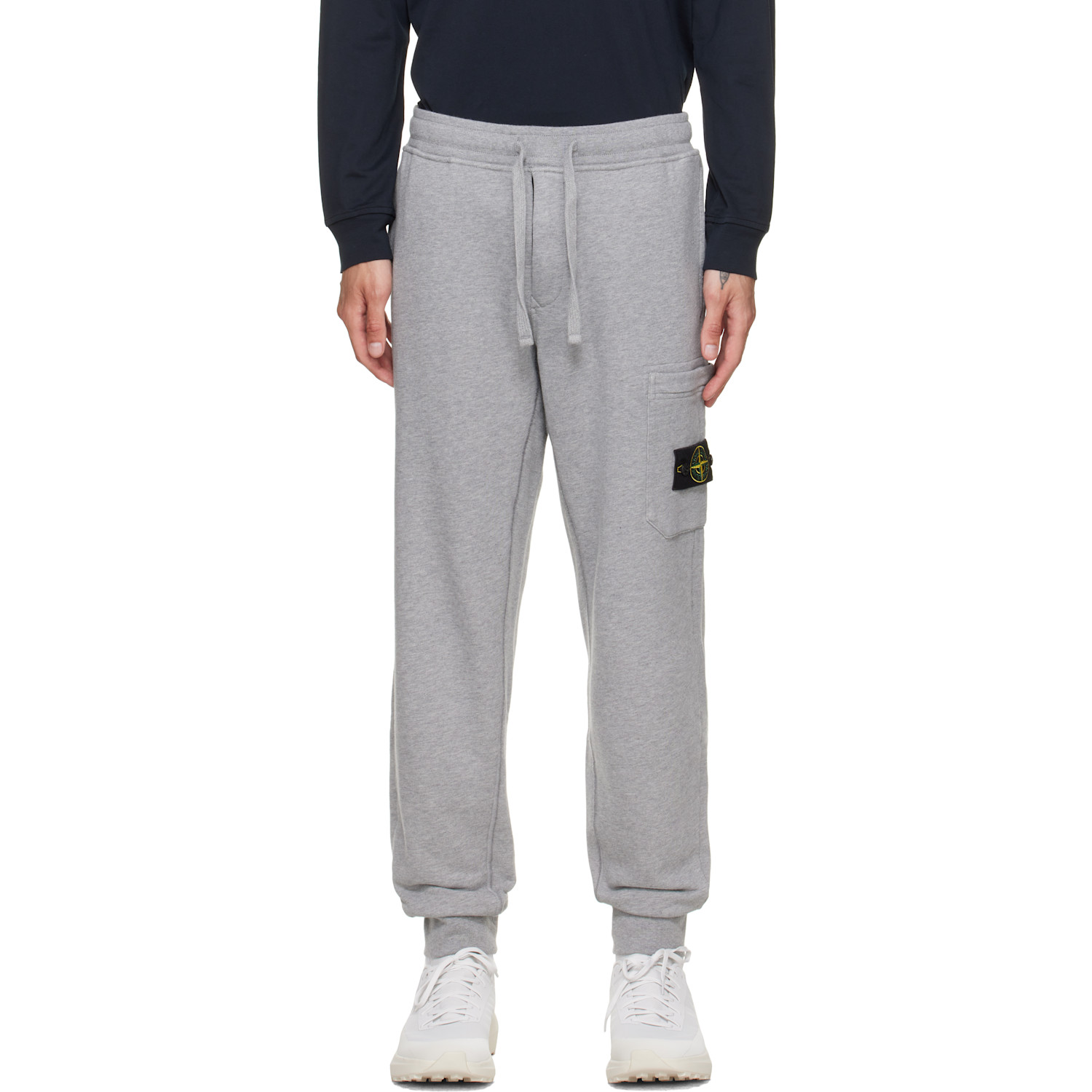 Stone Island Gray 6200010 Organic Mélange Cotton Fleece Sweatpants