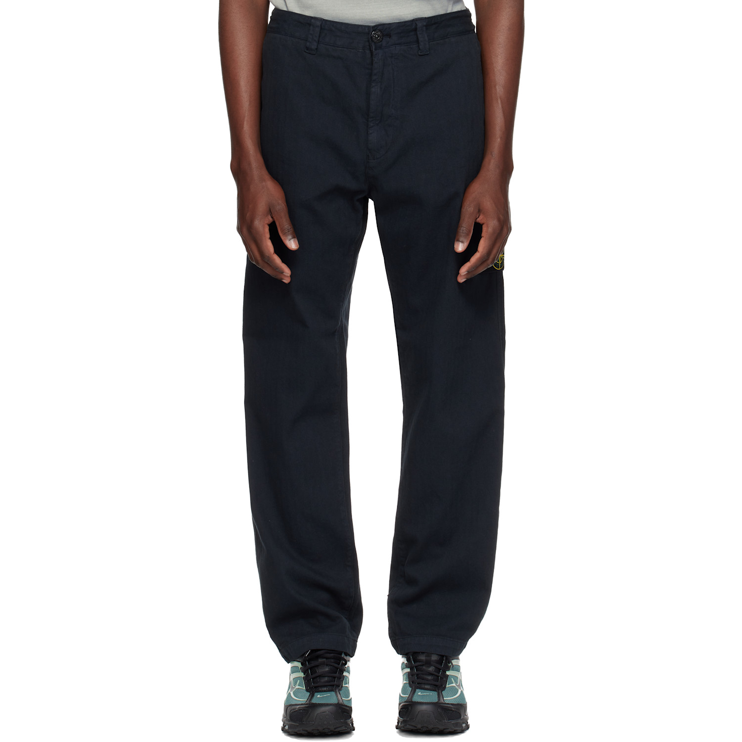 Stone Island Navy 3100052 Cotton Herringbone Trousers