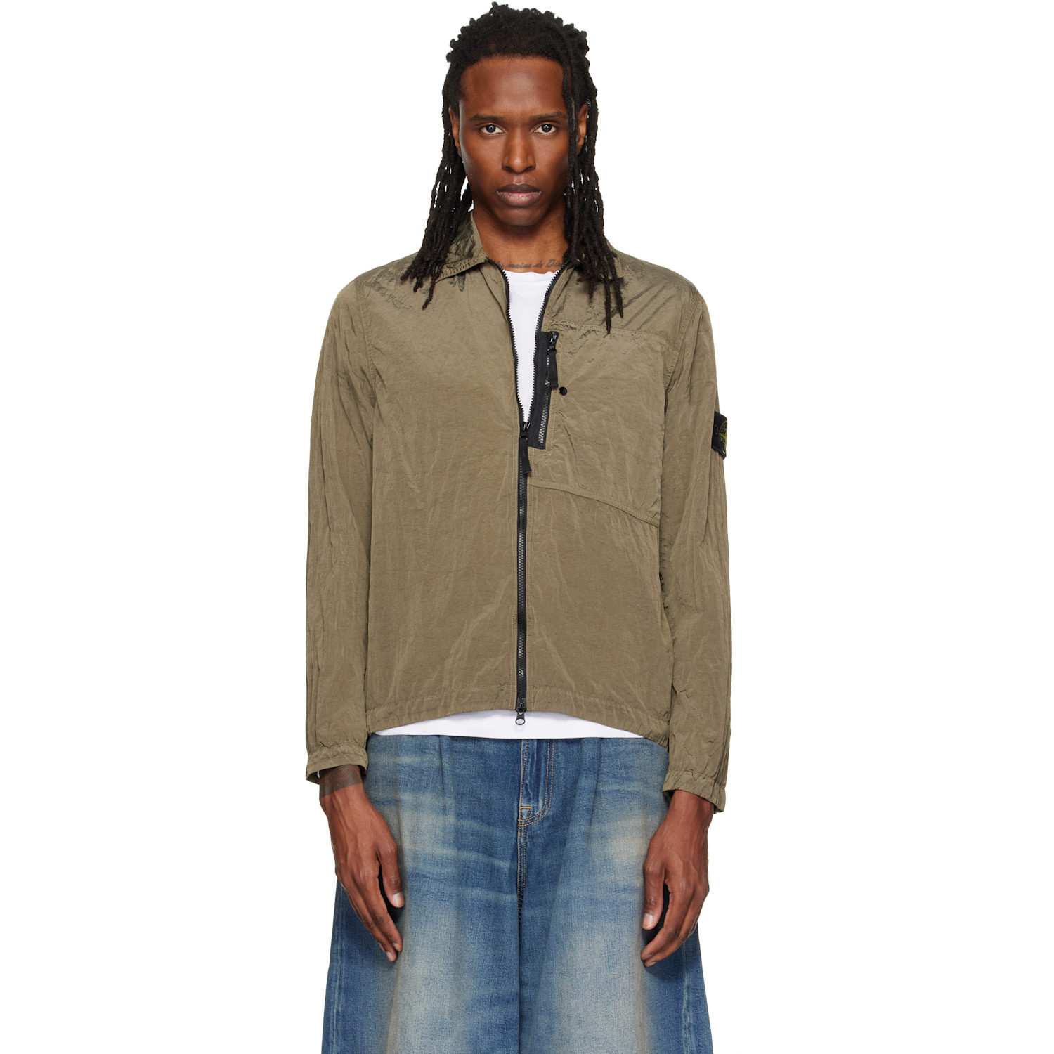 Stone Island Khaki 1200041 Nylon Metal Overshirt