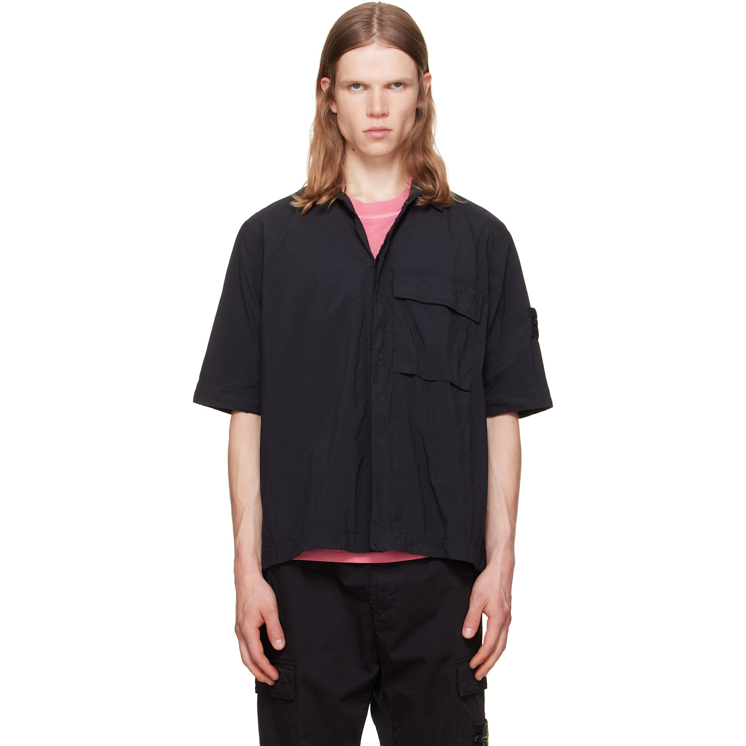 Stone Island Black 1200019 Nylon Smerigliato S.I. Ghost Shirt