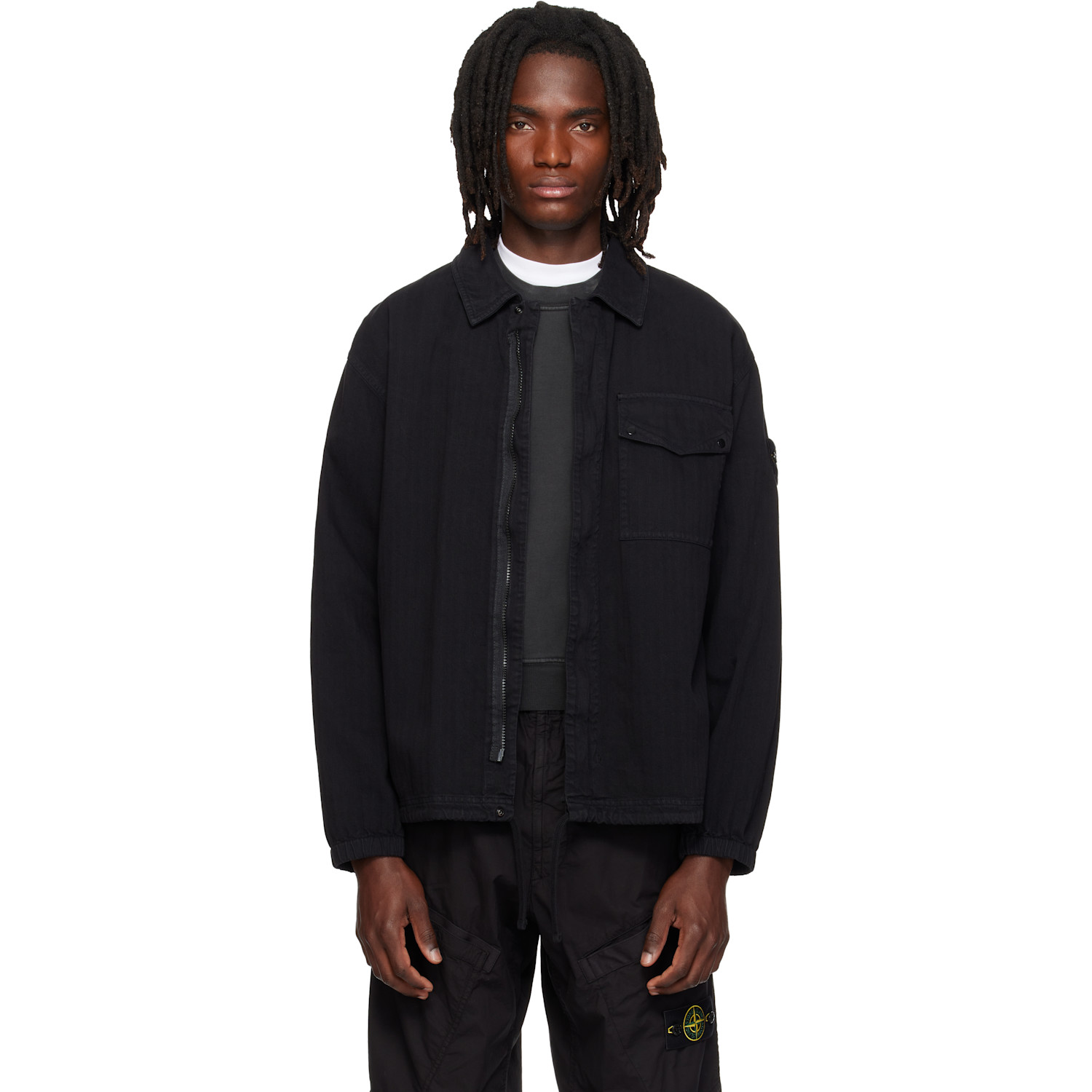 Stone Island Black 1200014 Organic Panama 'Old' Overshirt