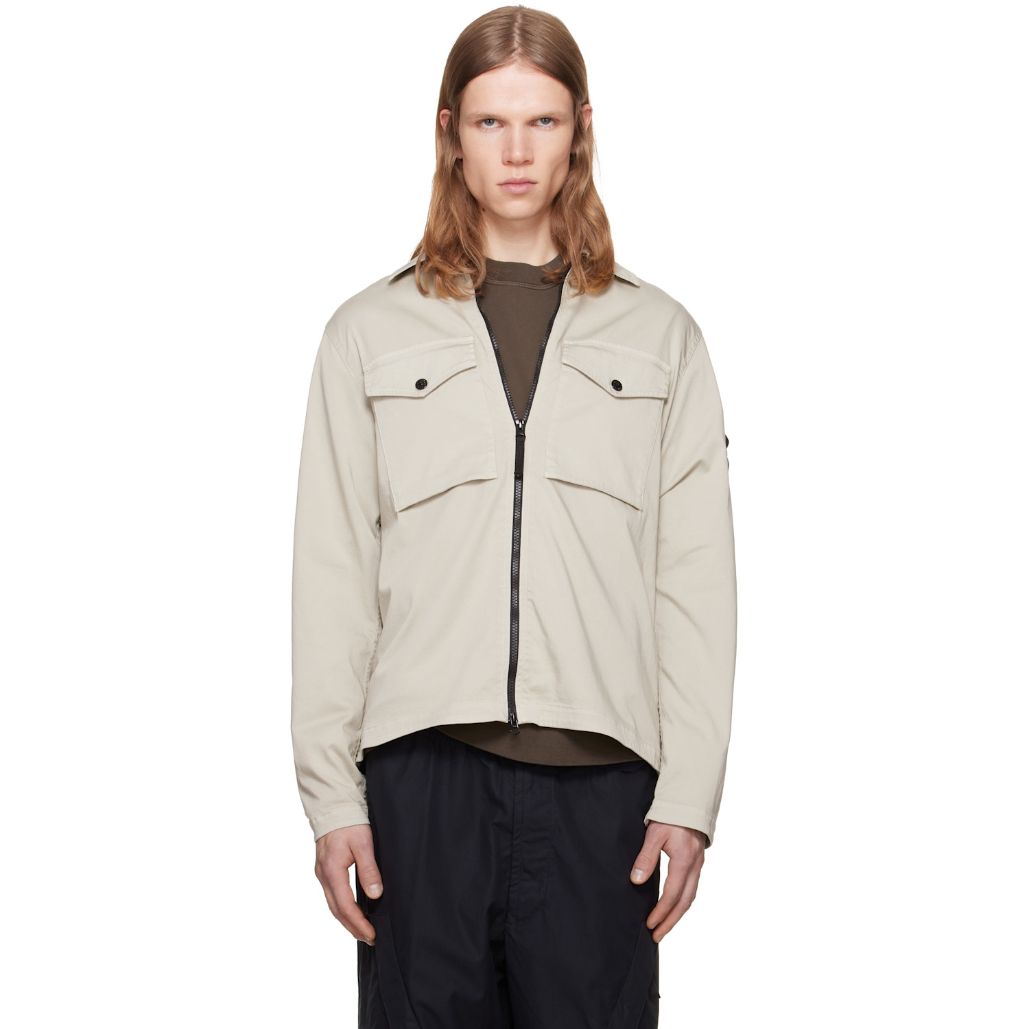 Stone Island Beige 1200010 Stretch Cotton Organic Cotton Satin Shirt