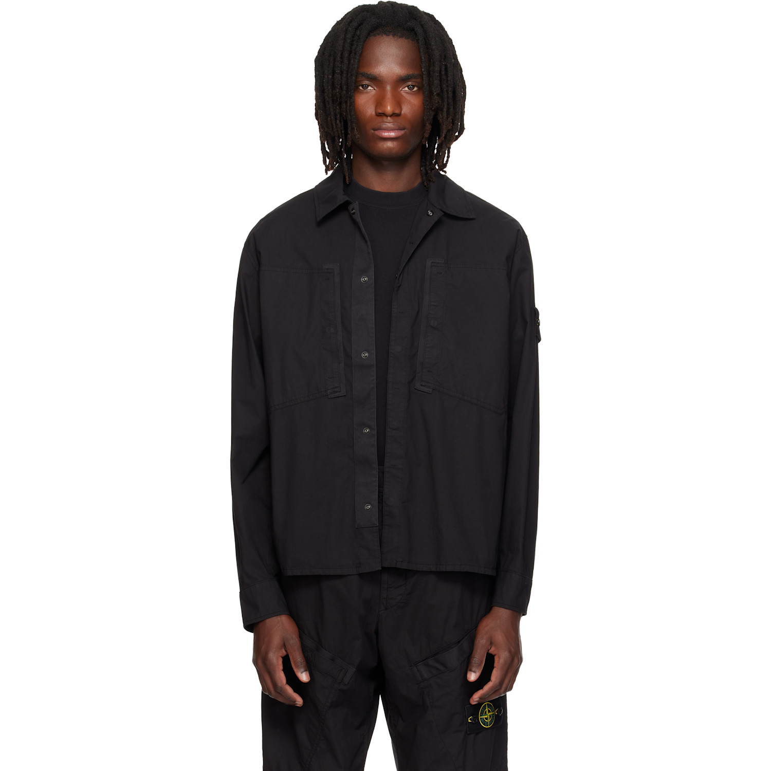 Stone Island Black 1200005 Stretch Cotton Tela 'PARACADUTE' Shirt