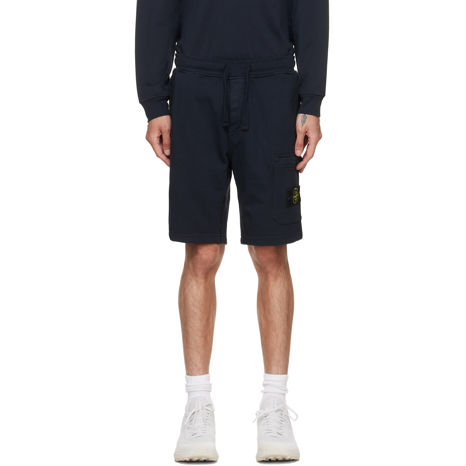 Stone Island Navy 6200011 Organic Cotton Fleece Sweat Shorts