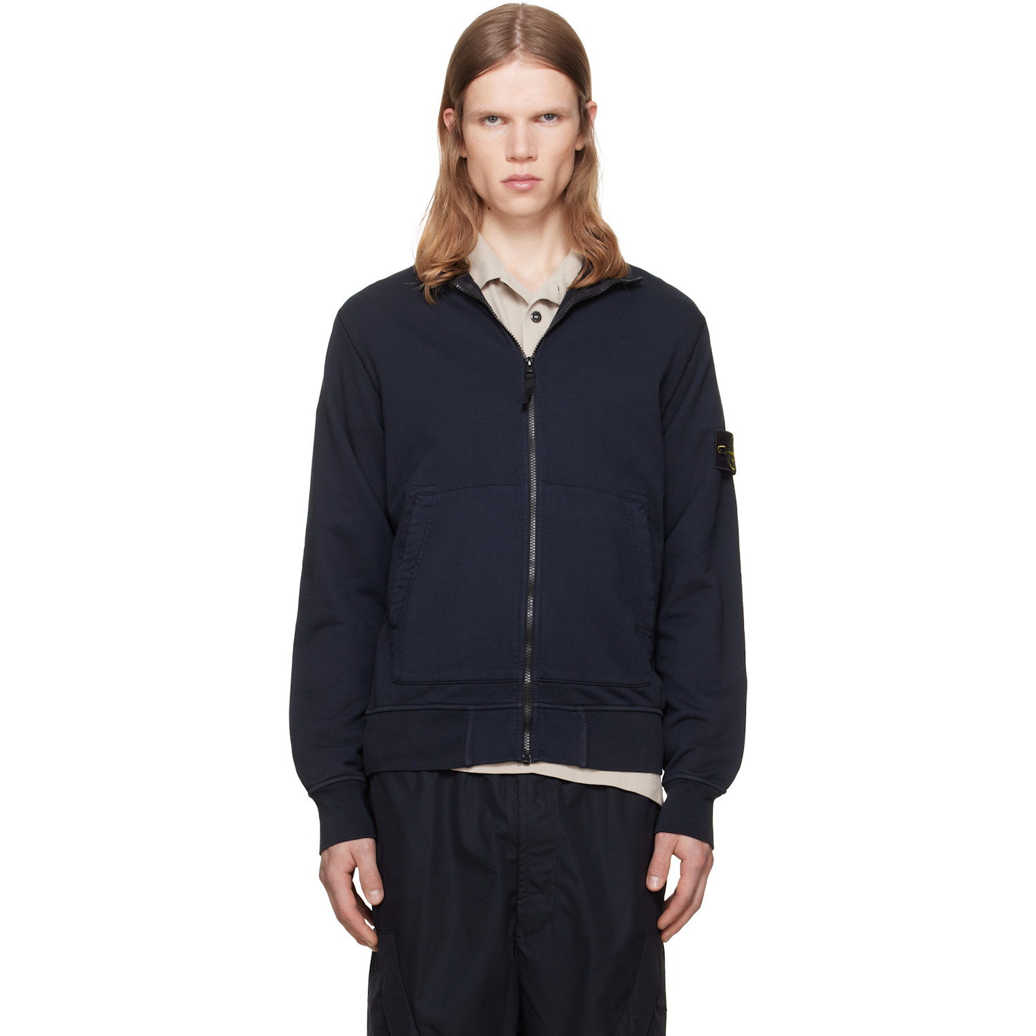Stone Island Navy 6100063 Organic Cotton Fleece Sweatshirt