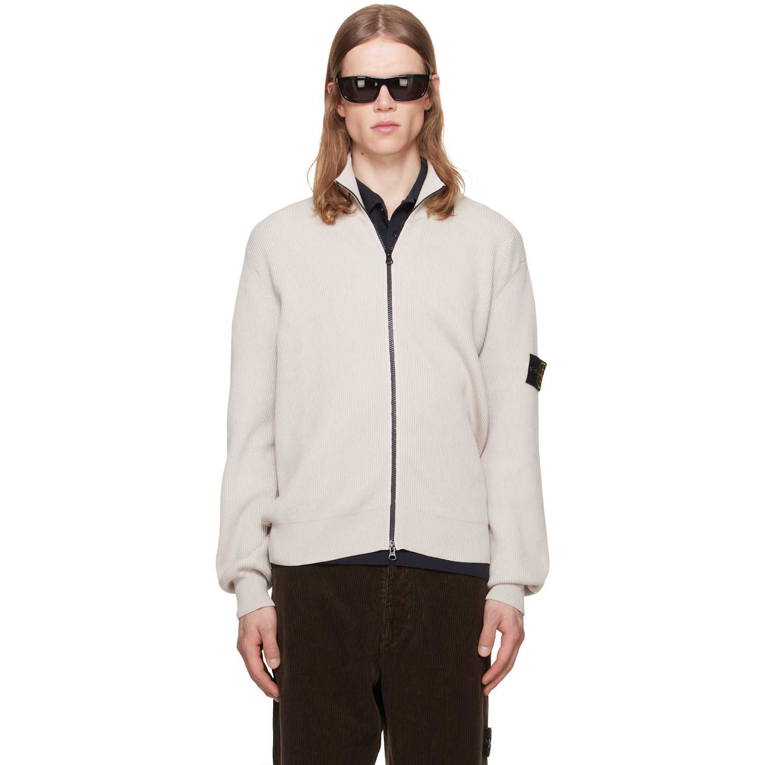 Stone Island Beige 5100126 Ribbed Soft Organic Cotton Sweater