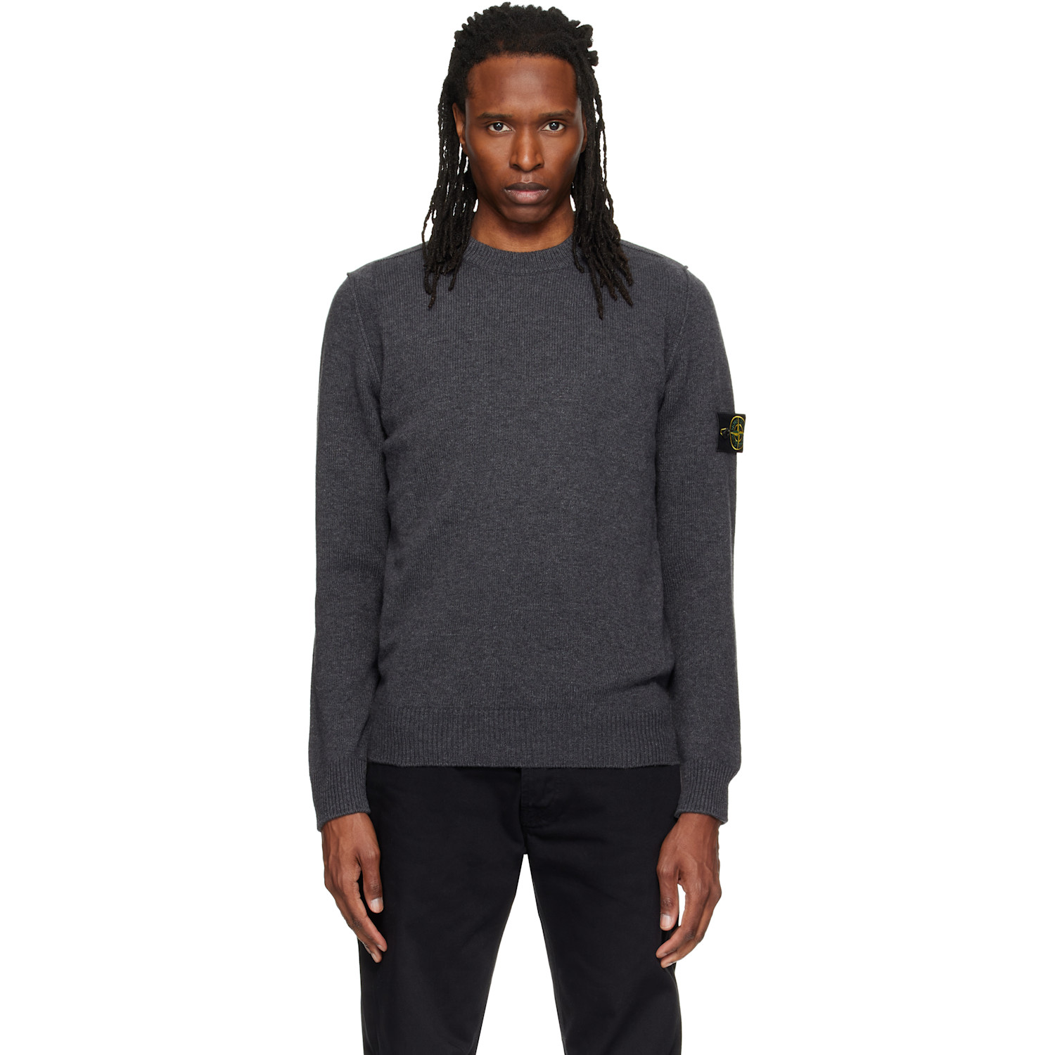 Stone Island Gray 5100072 Lambswool Sweater