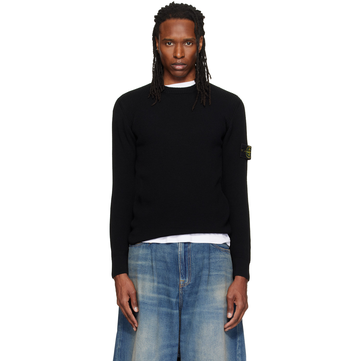 Stone Island Black 5100053 Full Rib RWS Wool Sweater