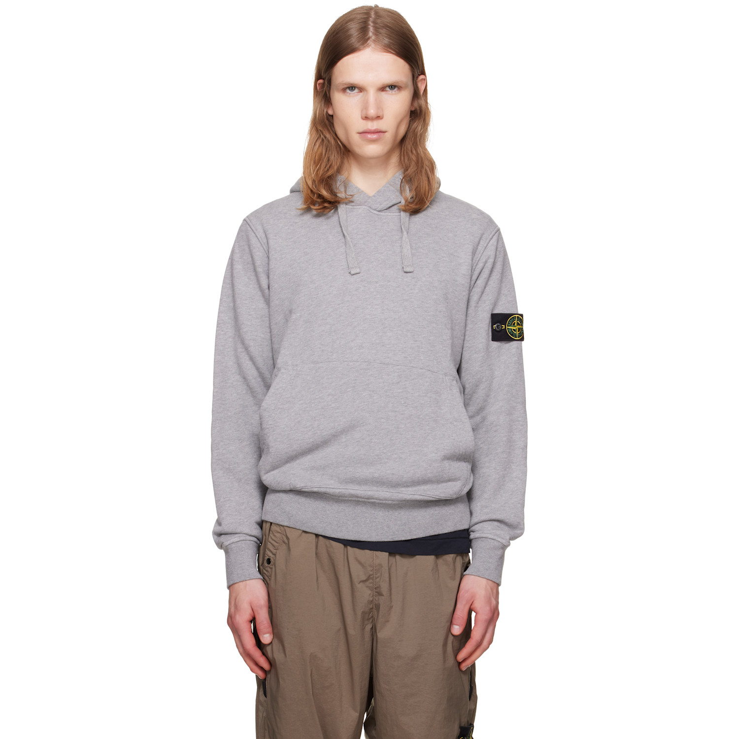 Stone Island Gray 6100062 Organic Cotton Fleece Hoodie