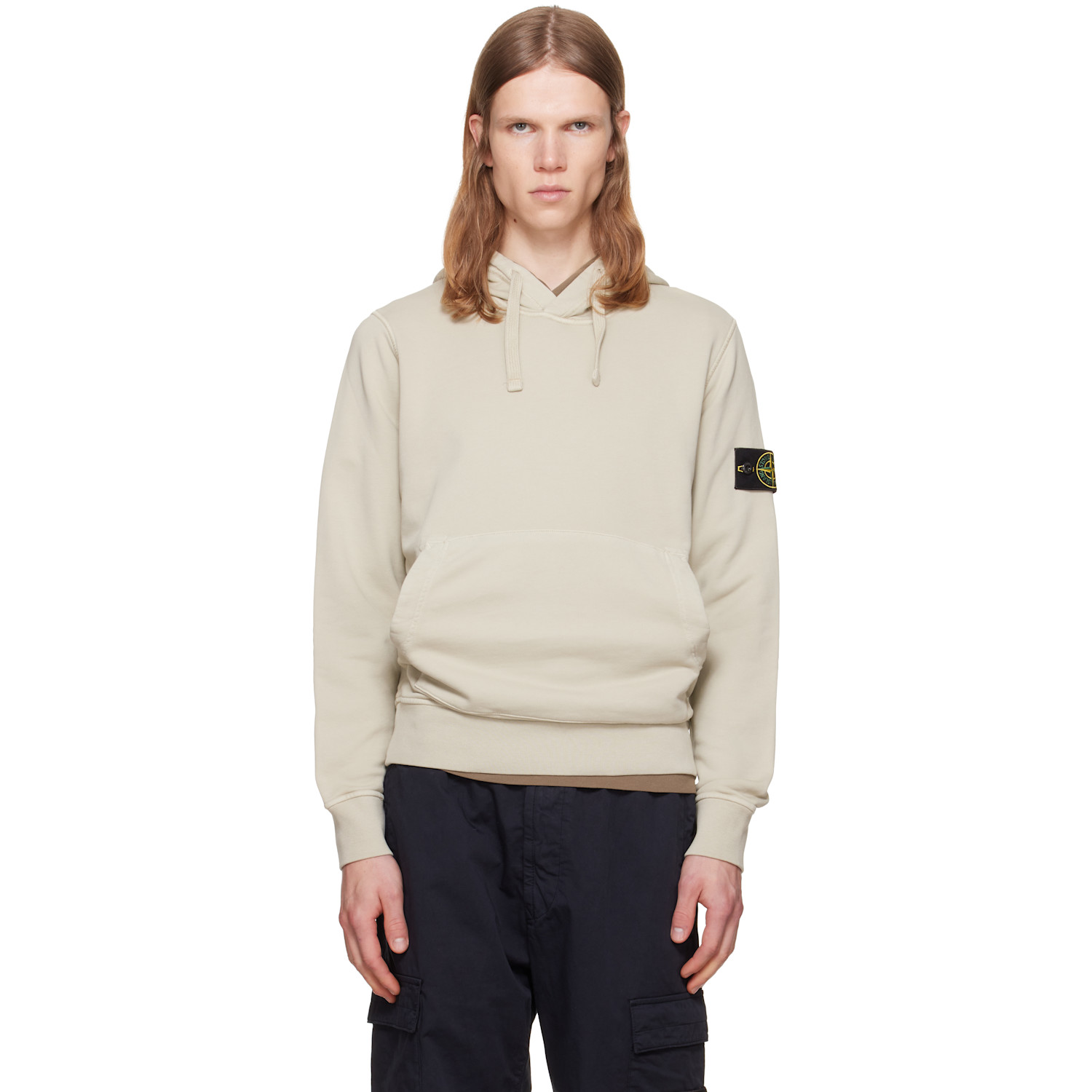 Stone Island Beige 6100062 Organic Cotton Fleece Hoodie