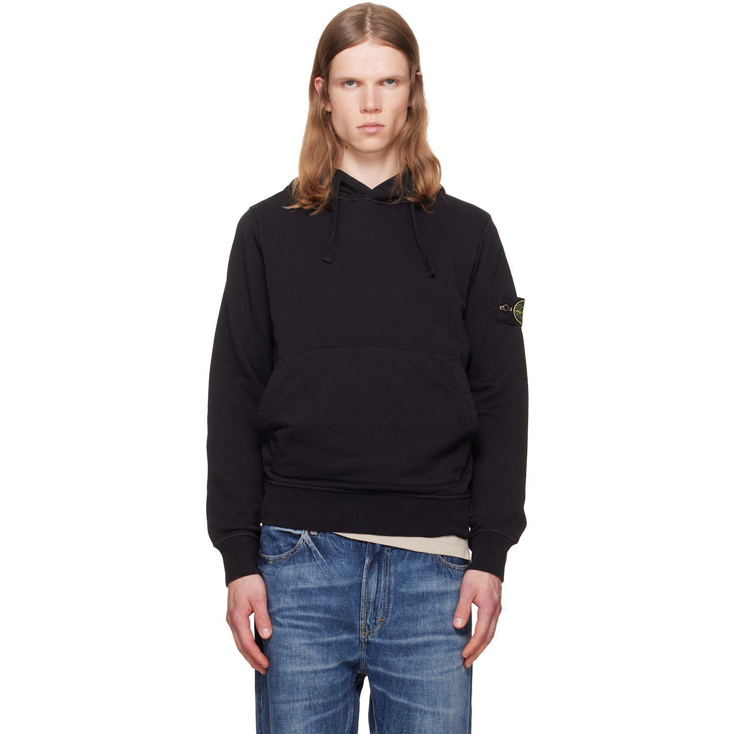 Stone Island Black 6100062 Organic Cotton Fleece Hoodie