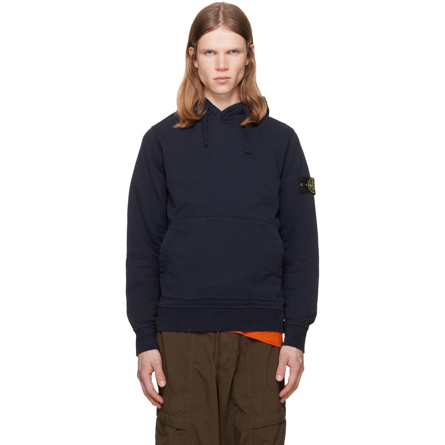 Stone Island Navy 6100062 Organic Cotton Fleece Hoodie