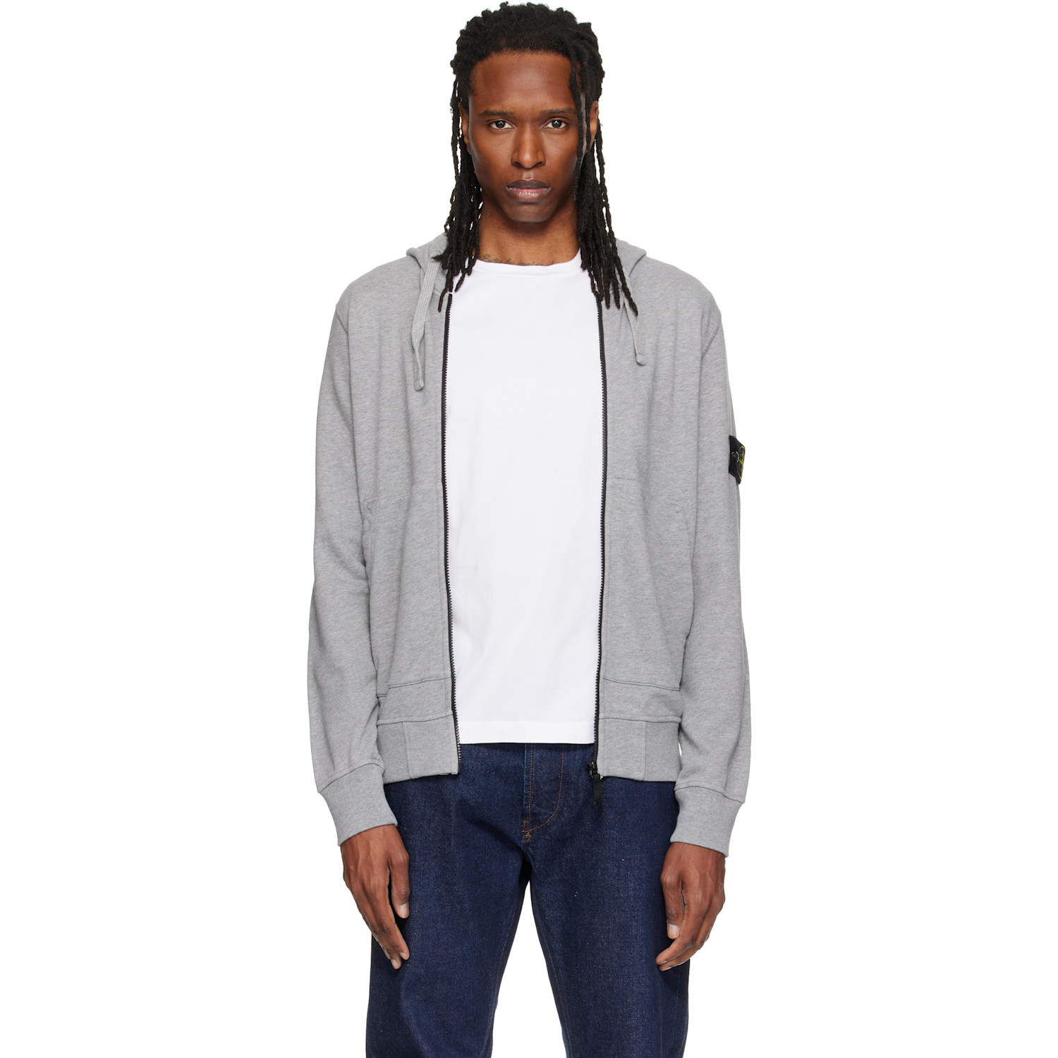 Stone Island Gray 6100061 Organic Mélange Cotton Hoodie