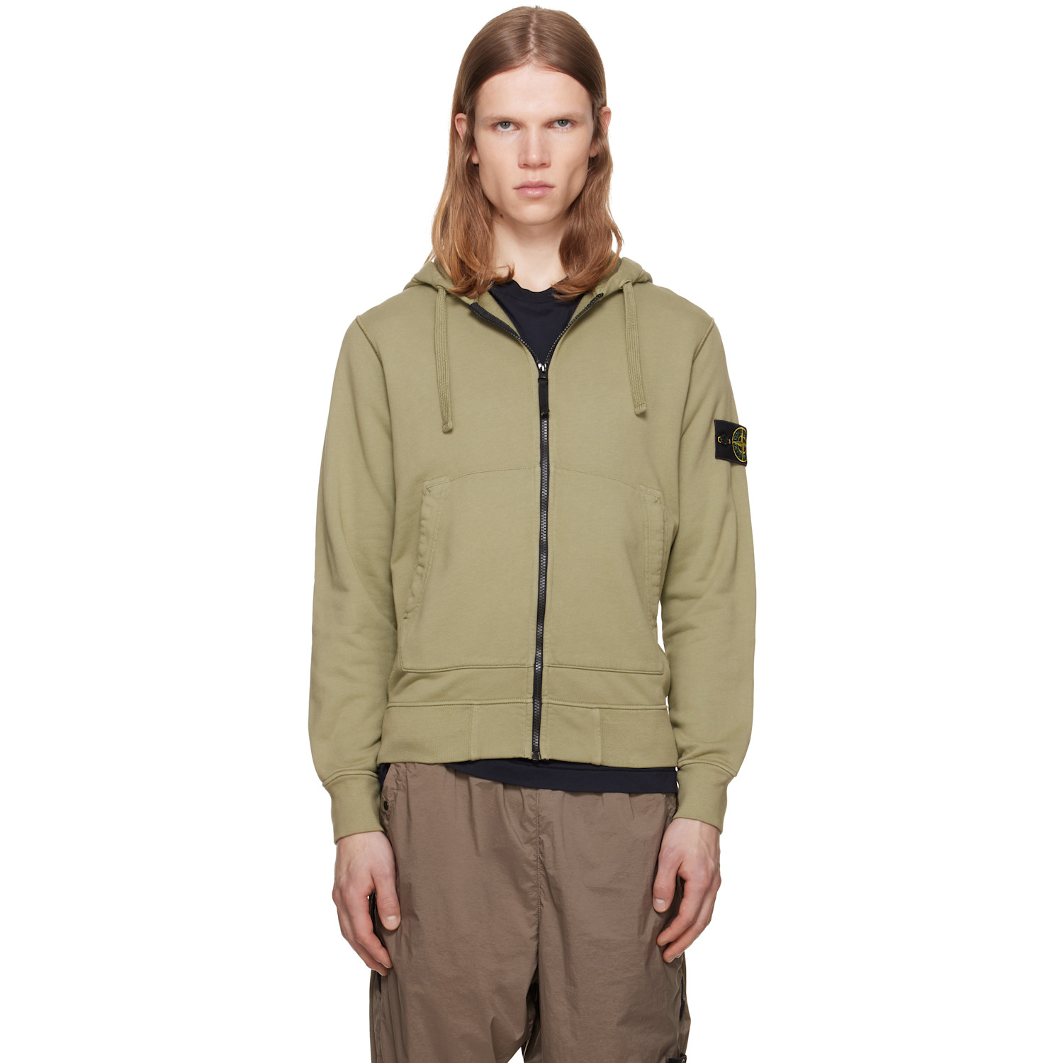 Stone Island Green 6100061 Organic Cotton Fleece Hoodie