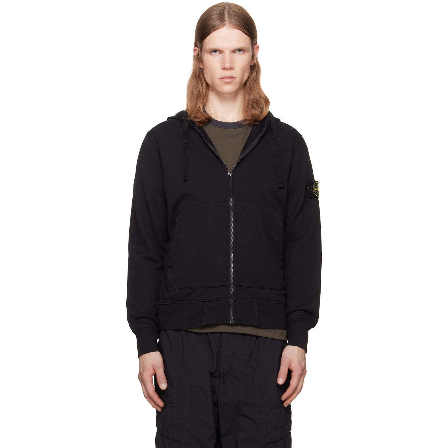 Stone Island Black 6100061 Organic Cotton Fleece Hoodie