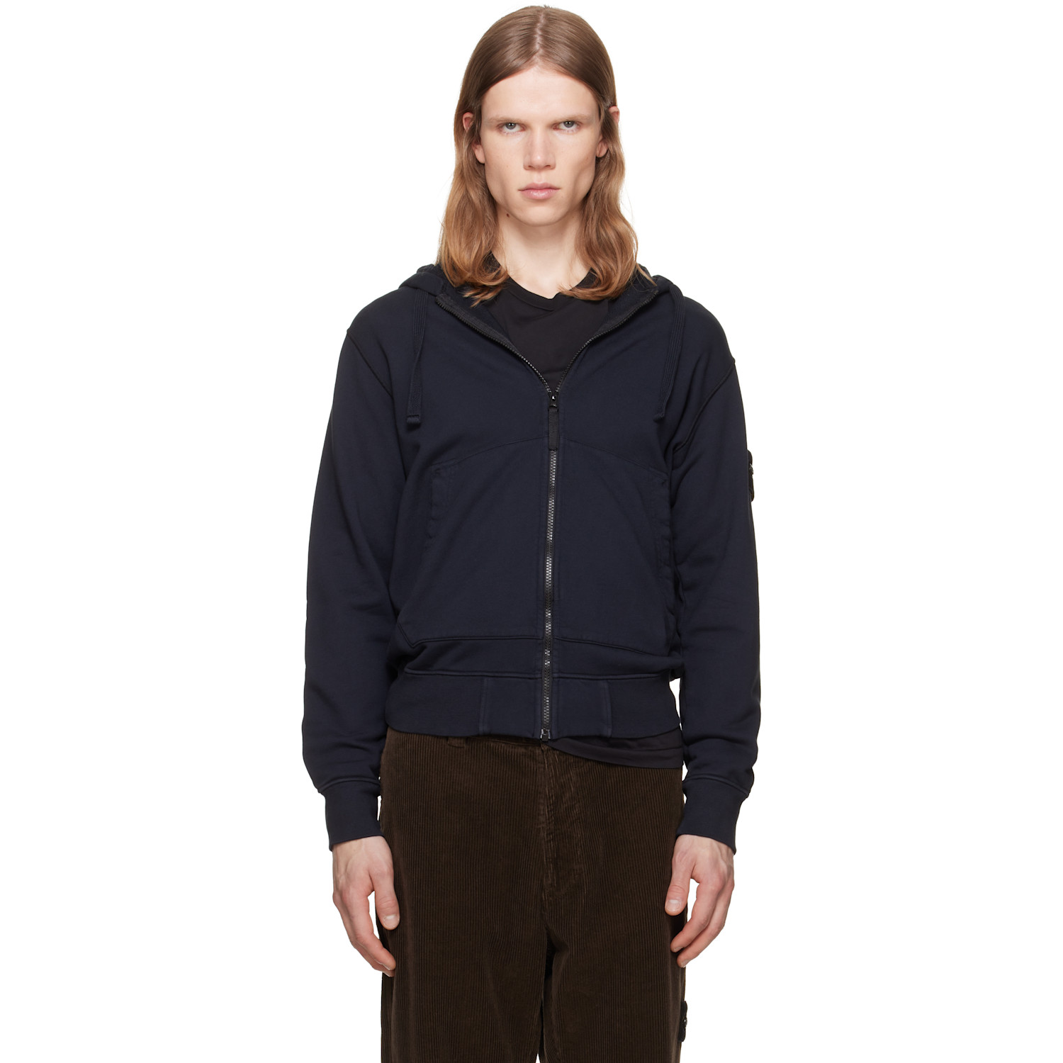 Stone Island Navy 6100061 Organic Cotton Fleece Hoodie