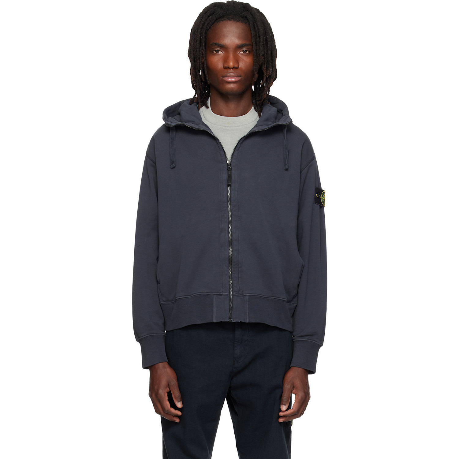 Stone Island Navy 6100009 Organic Cotton Fleece Hoodie