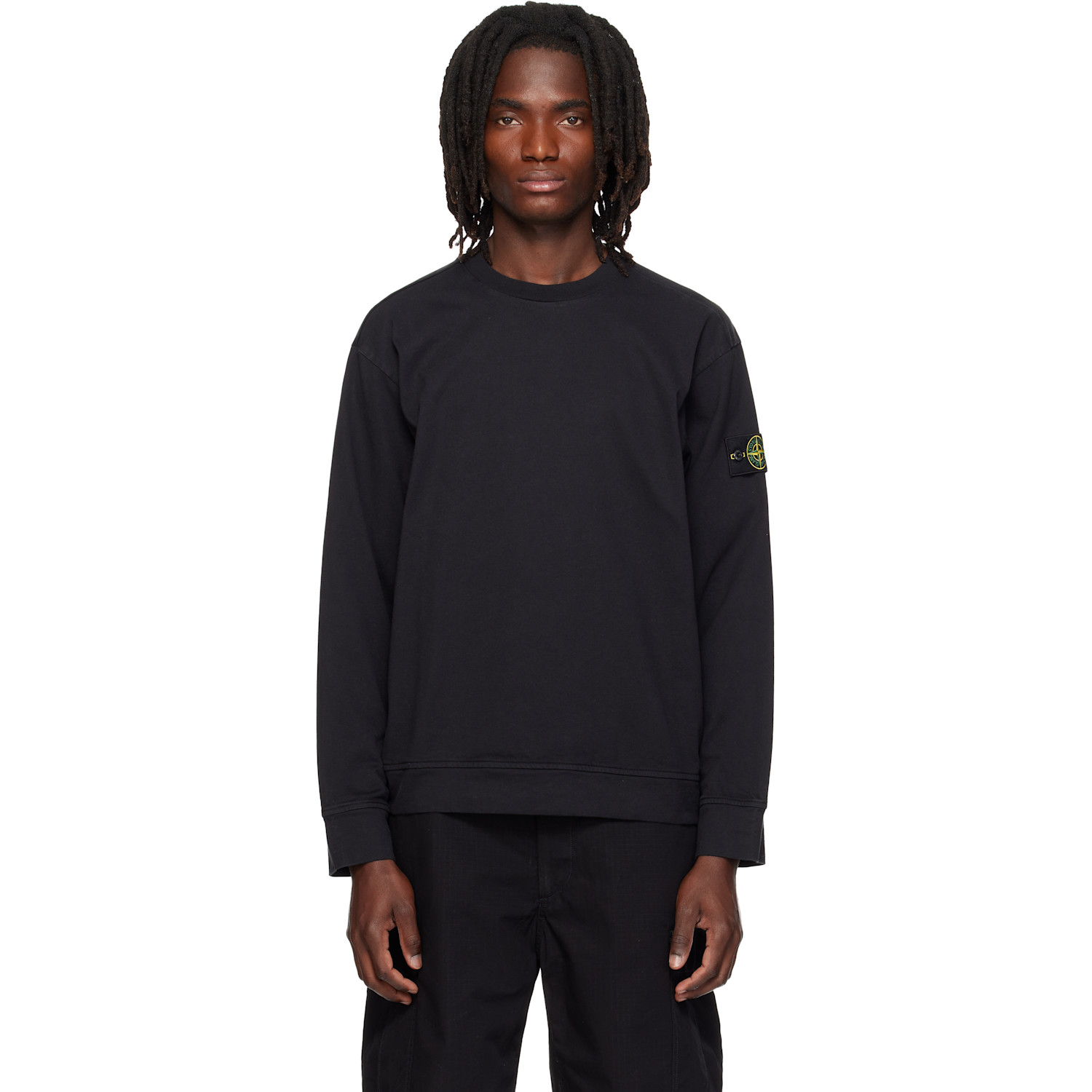 Stone Island Black 6100057 Heavy Organic Cotton Jersey Sweatshirt