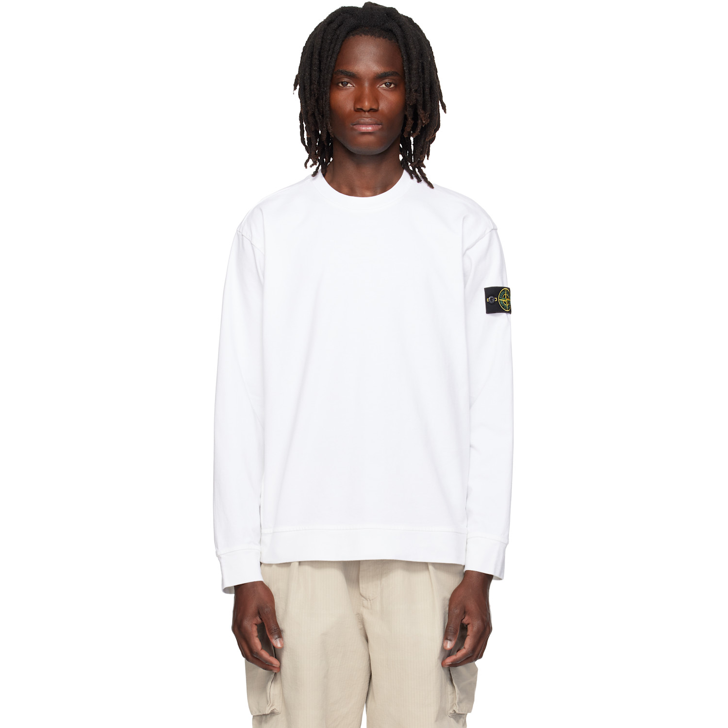 Stone Island White 6100057 Heavy Organic Cotton Sweatshirt