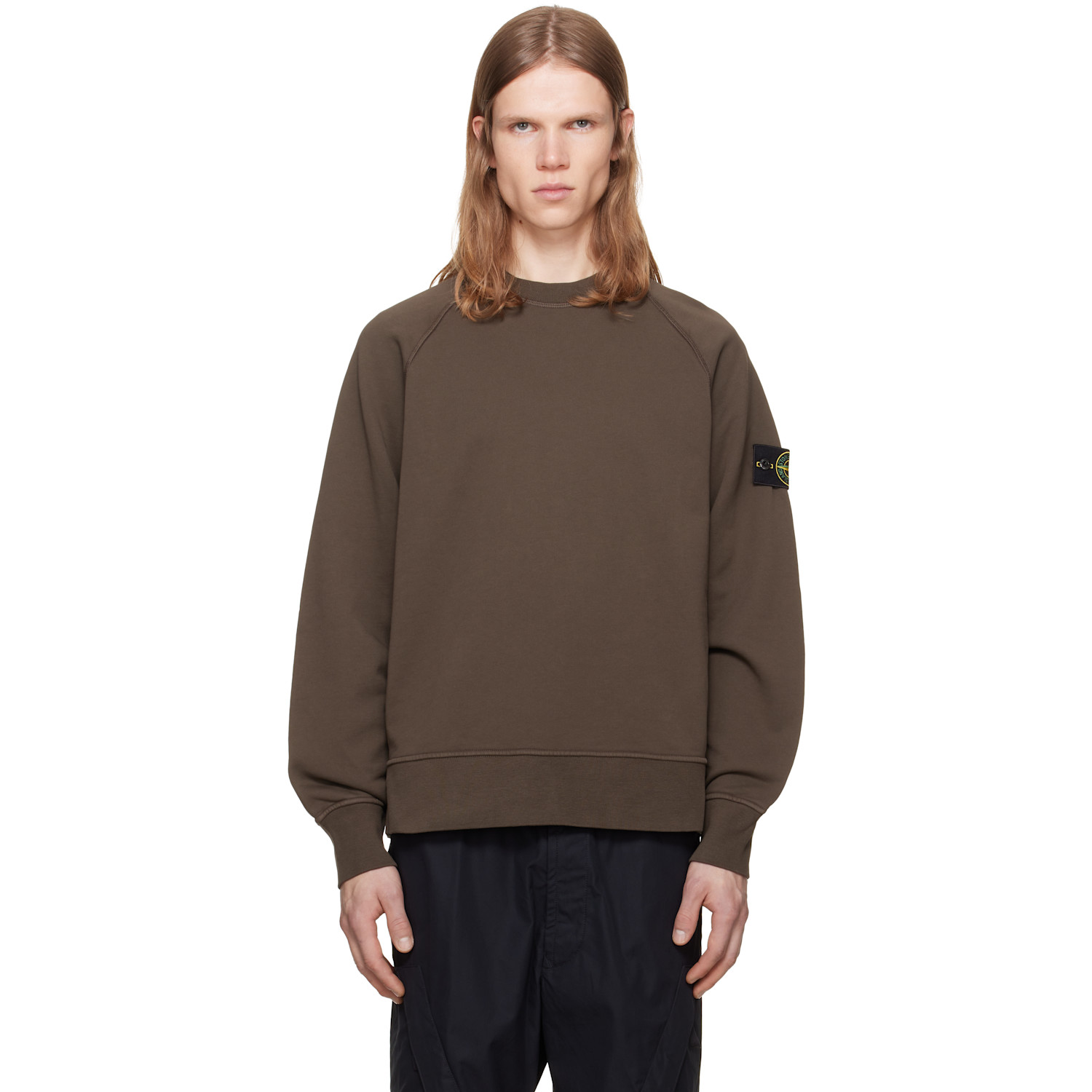 Stone Island Brown Organic Cotton Fleece Sweatshirt