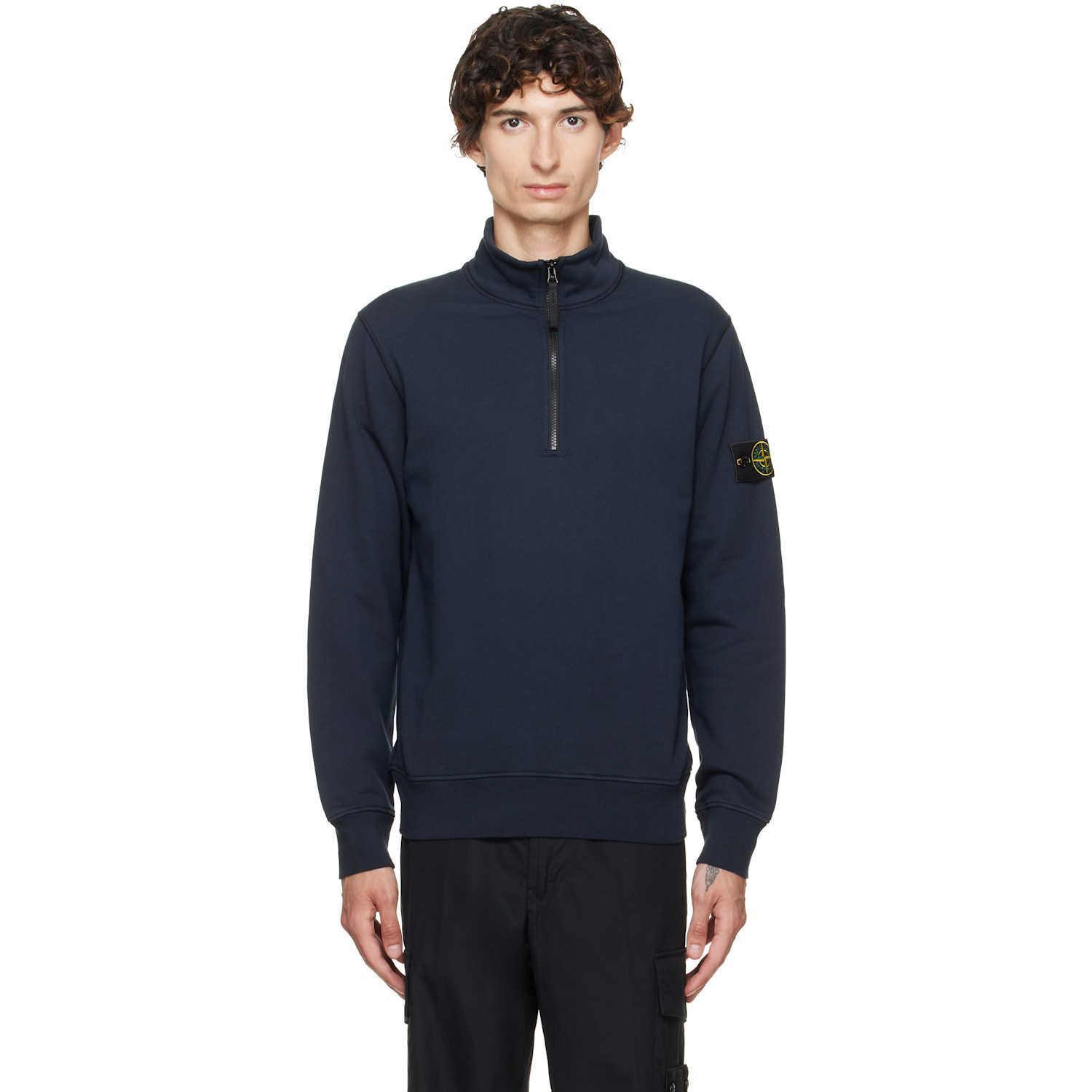 Stone Island Navy 6100070 Organic Cotton Fleece Sweatshirt